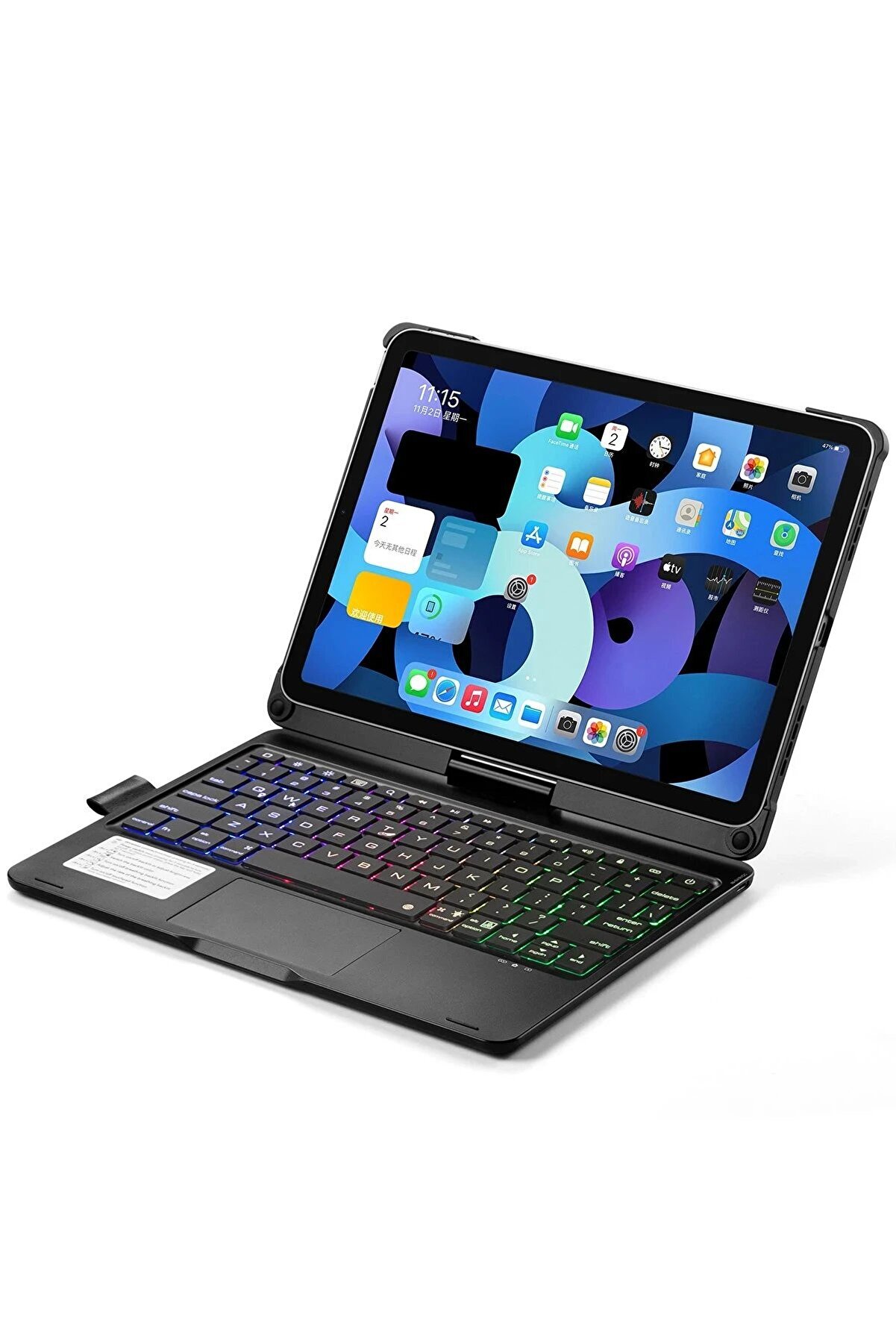 DropCep iPad Pro 11 (2021) Kılıf Magic Dönen Klavyeli Tablet Kılıf - Siyah - Ogz8088-3102