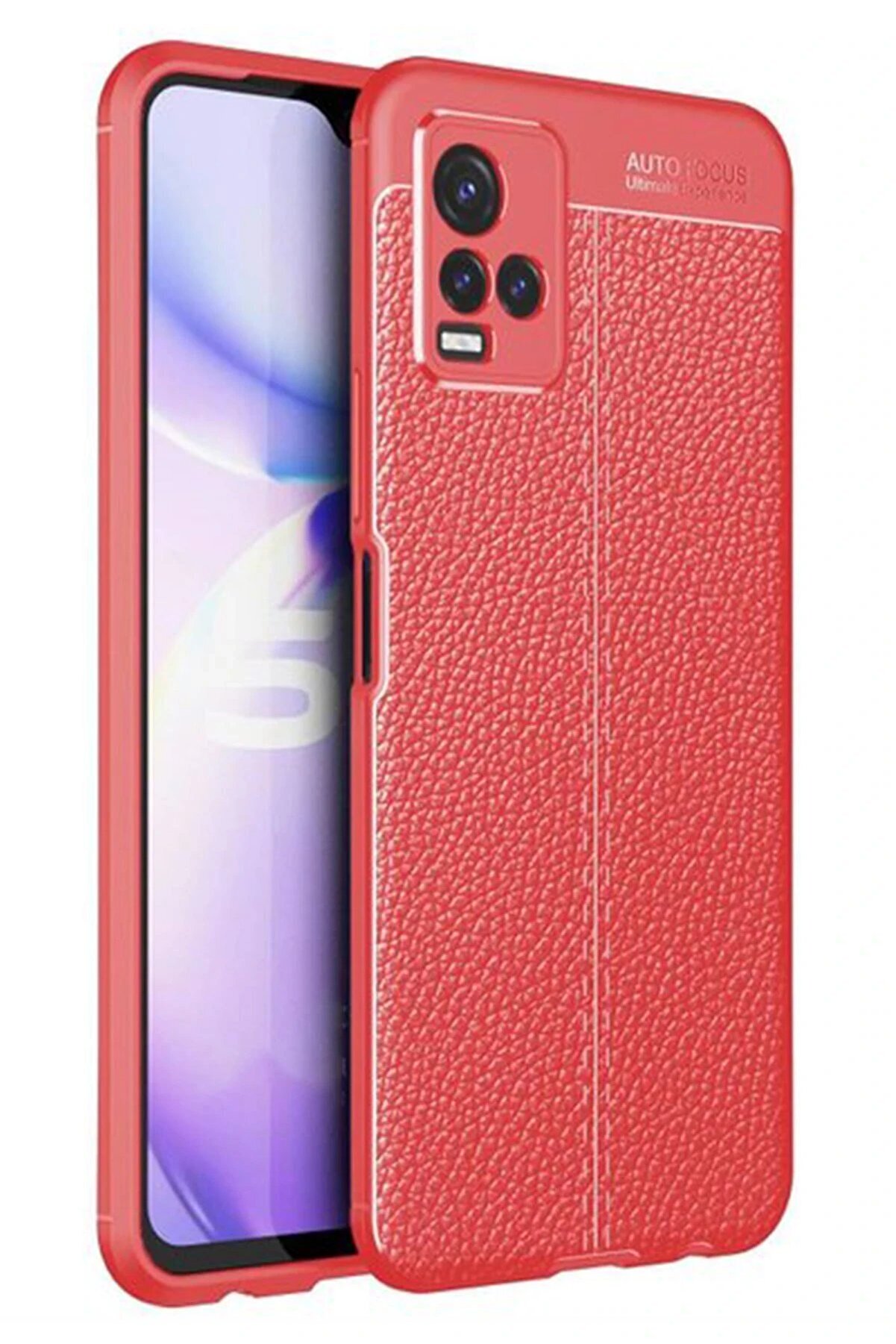CepteToptan Vivo Y21S Kılıf Auto Focus Kapak - Kırmızı - DROPX9296-4074