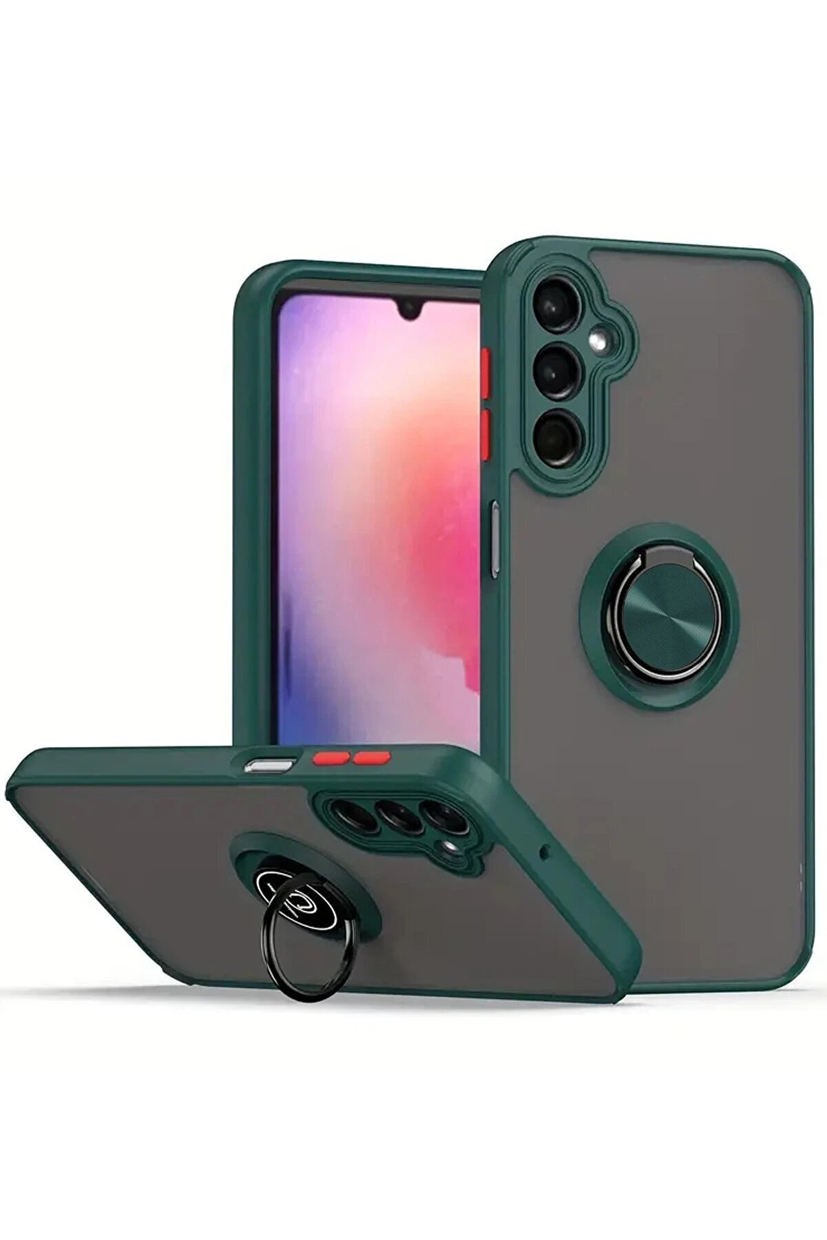 CepteToptan Samsung Galaxy A56 Kılıf Montreal Yüzüklü Silikon Kapak - Yeşil - DROPX9423-7972