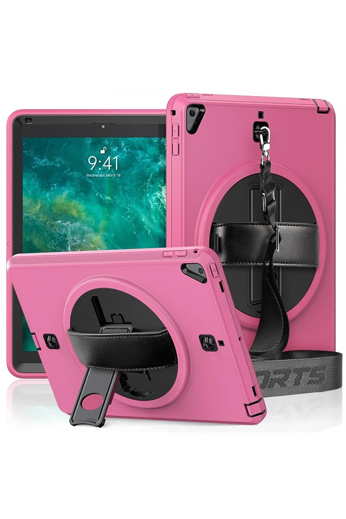 CepteToptan iPad 5 Air 9.7 Kılıf Strap-C Otterbox Tablet Kapak - Pembe - DROPX6052-9846