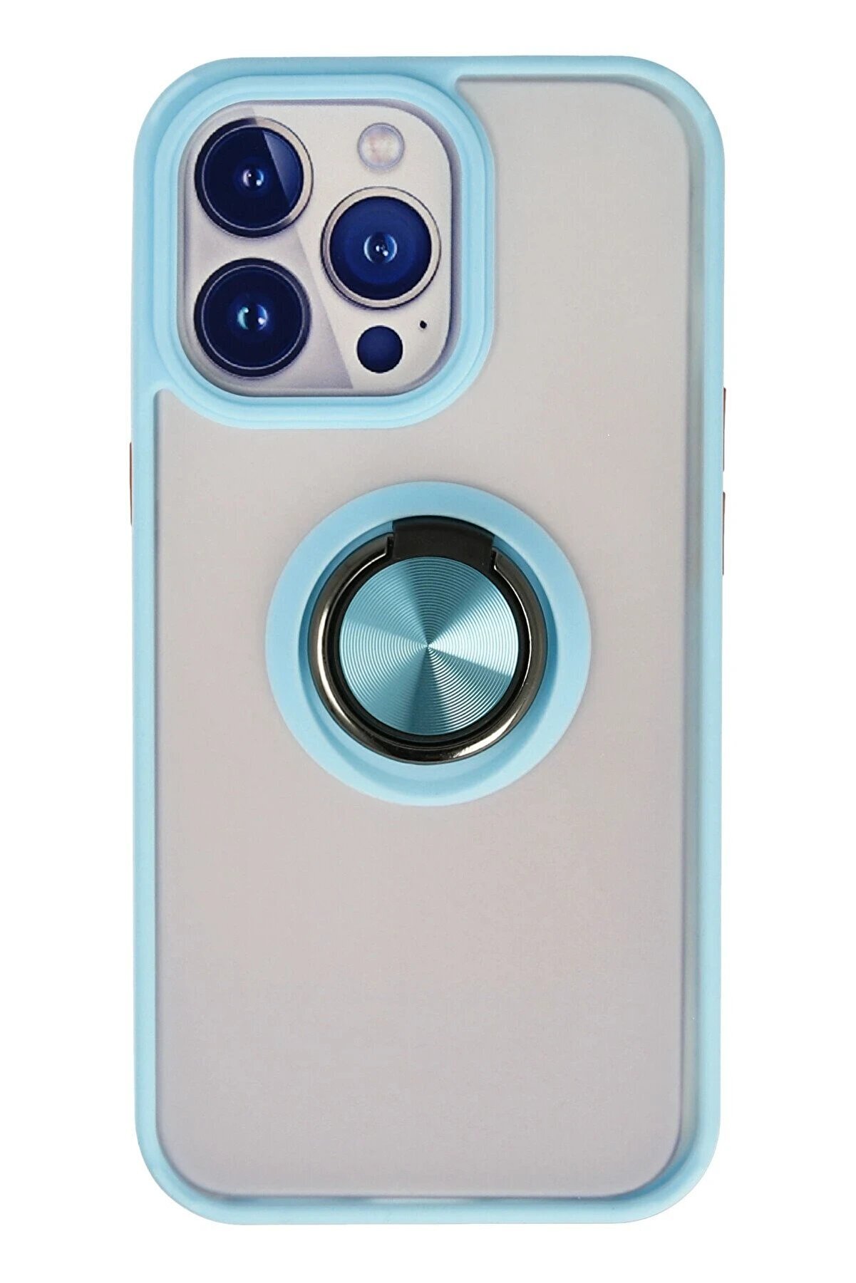 CepteToptan iPhone 15 Pro Kılıf Montreal Yüzüklü Silikon Kapak - Buz Mavi - DROPX7799-5725