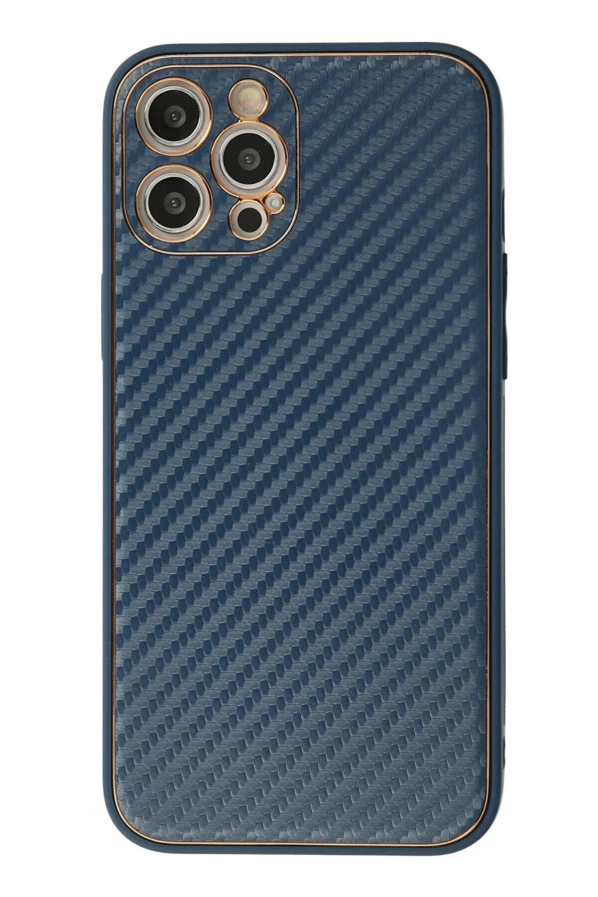 CepteToptan iPhone 12 Pro Max Kılıf Coco Karbon Silikon - Mavi - DROPX9318-2536