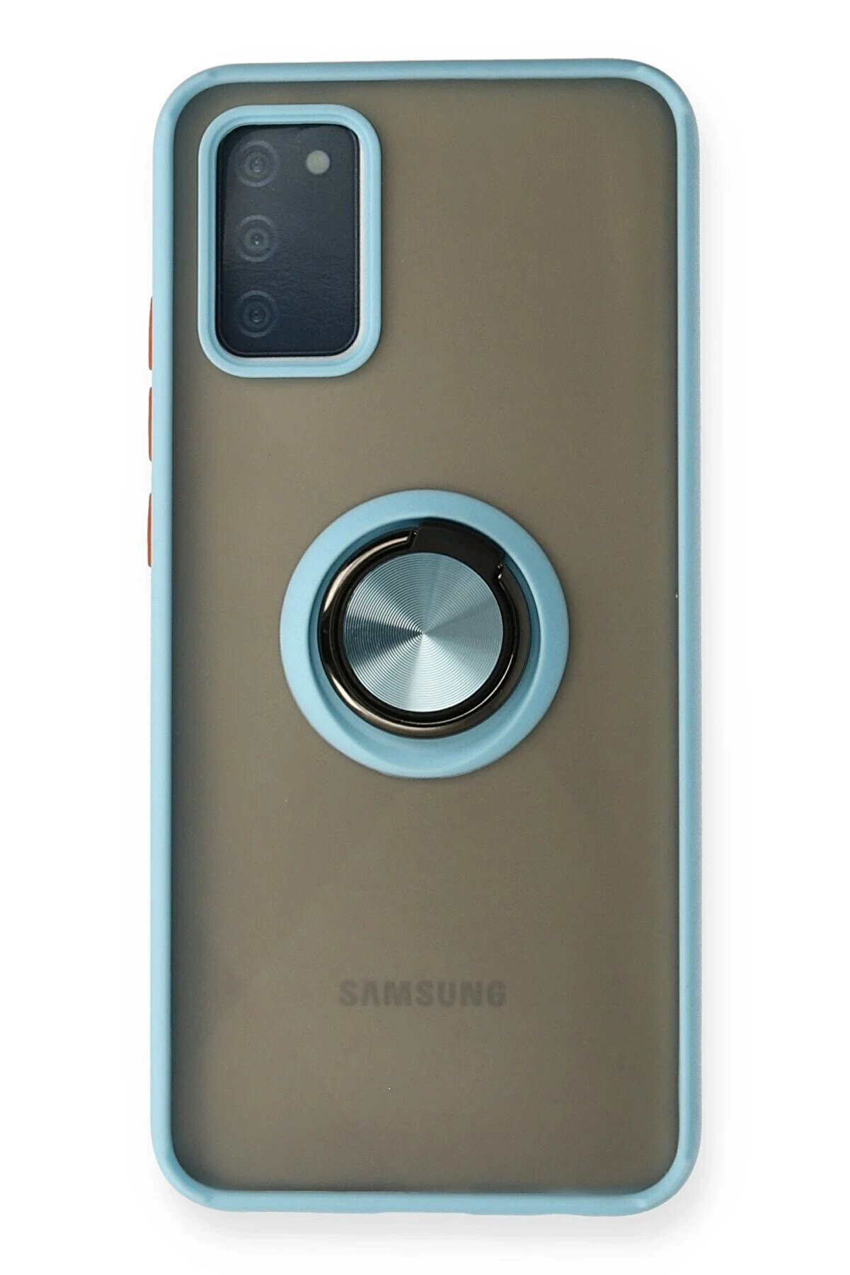 CepteToptan Samsung Galaxy A02S Kılıf Montreal Yüzüklü Silikon Kapak - Buz Mavi - DROPX4528-8451