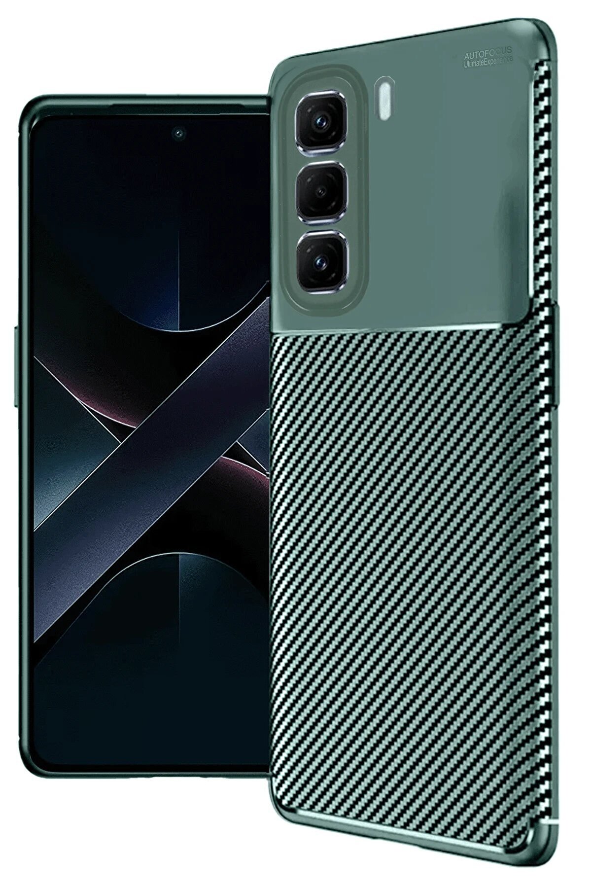CepteToptan İnfinix Hot 50 4G Kılıf Auto Focus Karbon Kapak - Koyu Yeşil - DROPX5368-1244