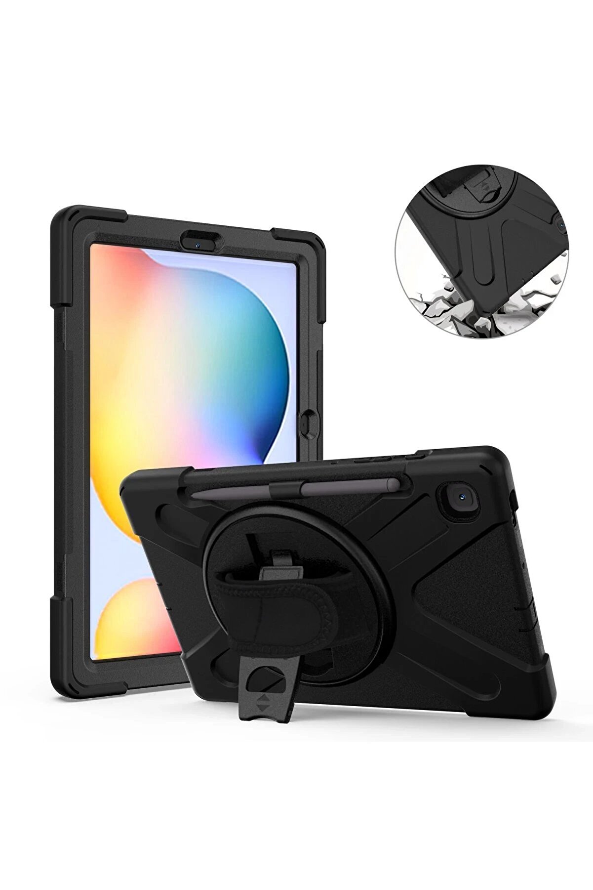 CepteToptan Samsung Galaxy P610 Tab S6 Lite 10.4 Kılıf Amazing Tablet Kapak - Siyah - DROPX4013-2074