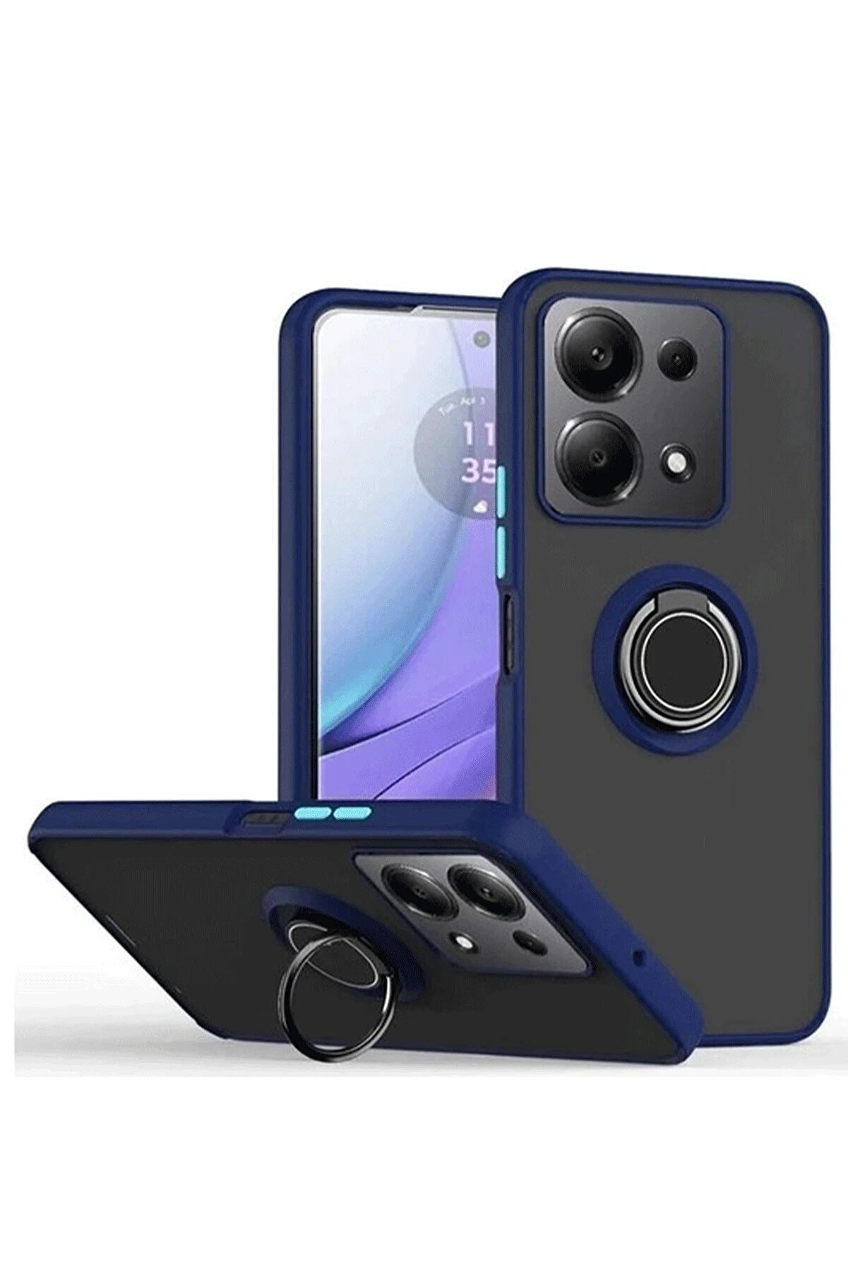 CepteToptan Xiaomi Redmi Note 13 Pro 5G Kılıf Montreal Yüzüklü Silikon Kapak - Lacivert - DROPX7474-1096