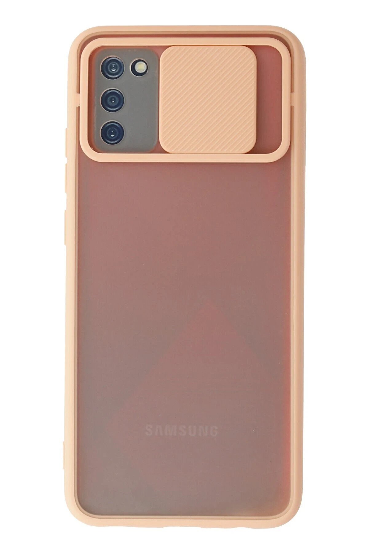 CepteToptan Samsung Galaxy A02S Kılıf Palm Buzlu Kamera Sürgülü Silikon - Pembe - DROPX6638-4483