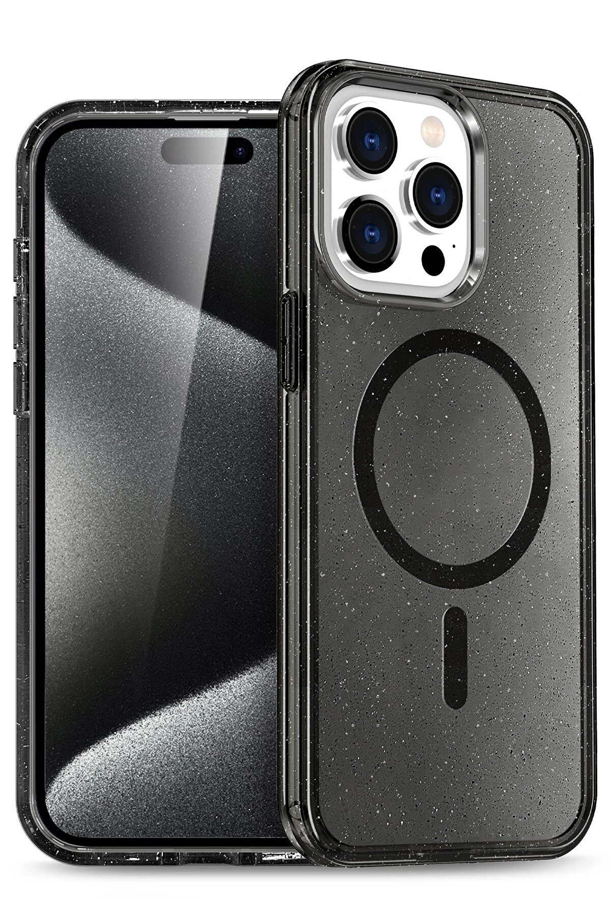 CepteToptan iPhone 15 Pro Kılıf Glow Magsafe Kapak - Siyah - DROPX5329-6454