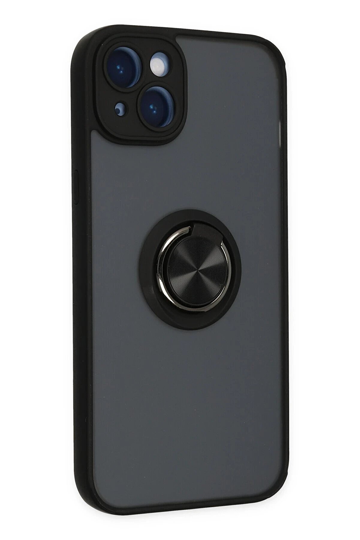 İphone 14 Kılıf Montreal Yüzüklü Si̇li̇kon Kapak - Si̇yah - Dropx5460-8291