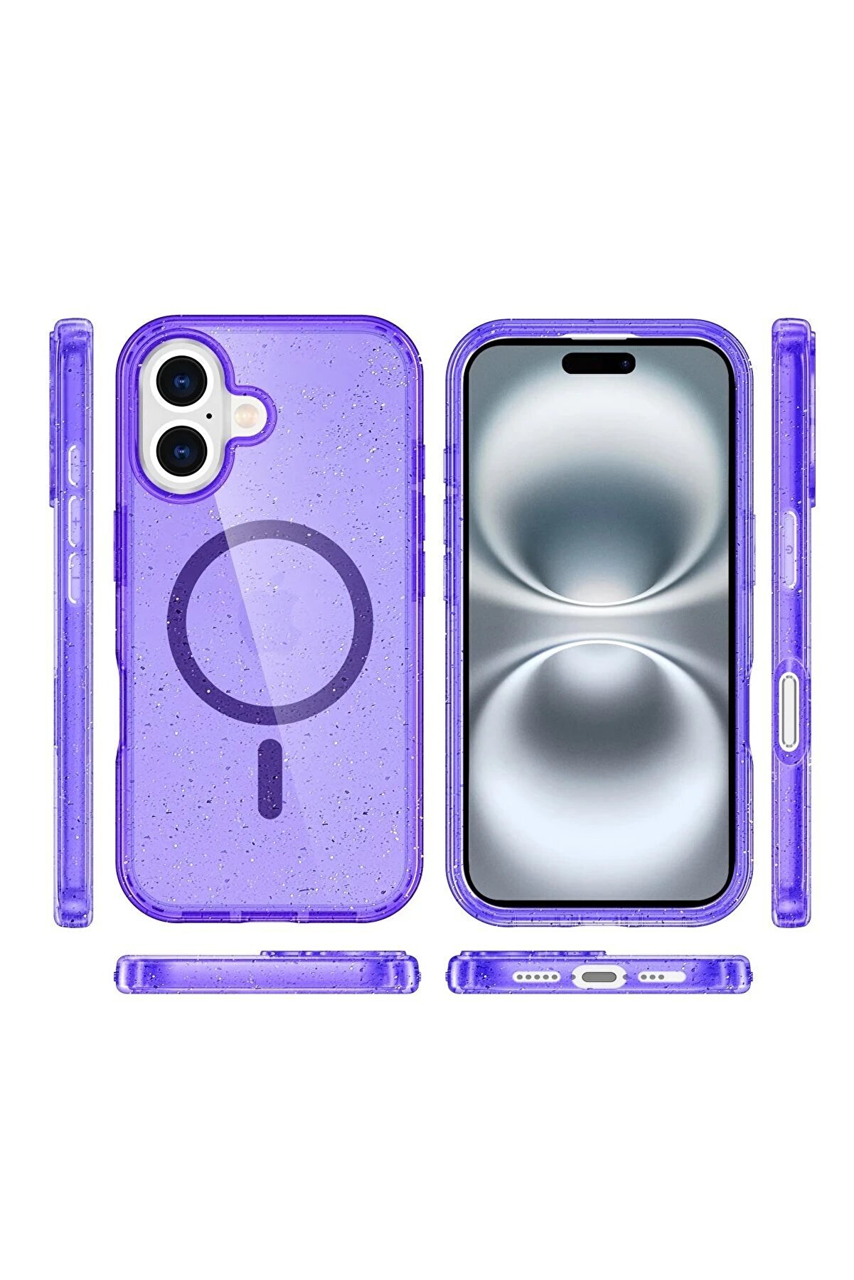 İphone 16 Plus Kılıf Glow Magsafe Kapak - Mor - Dropx9986-1097