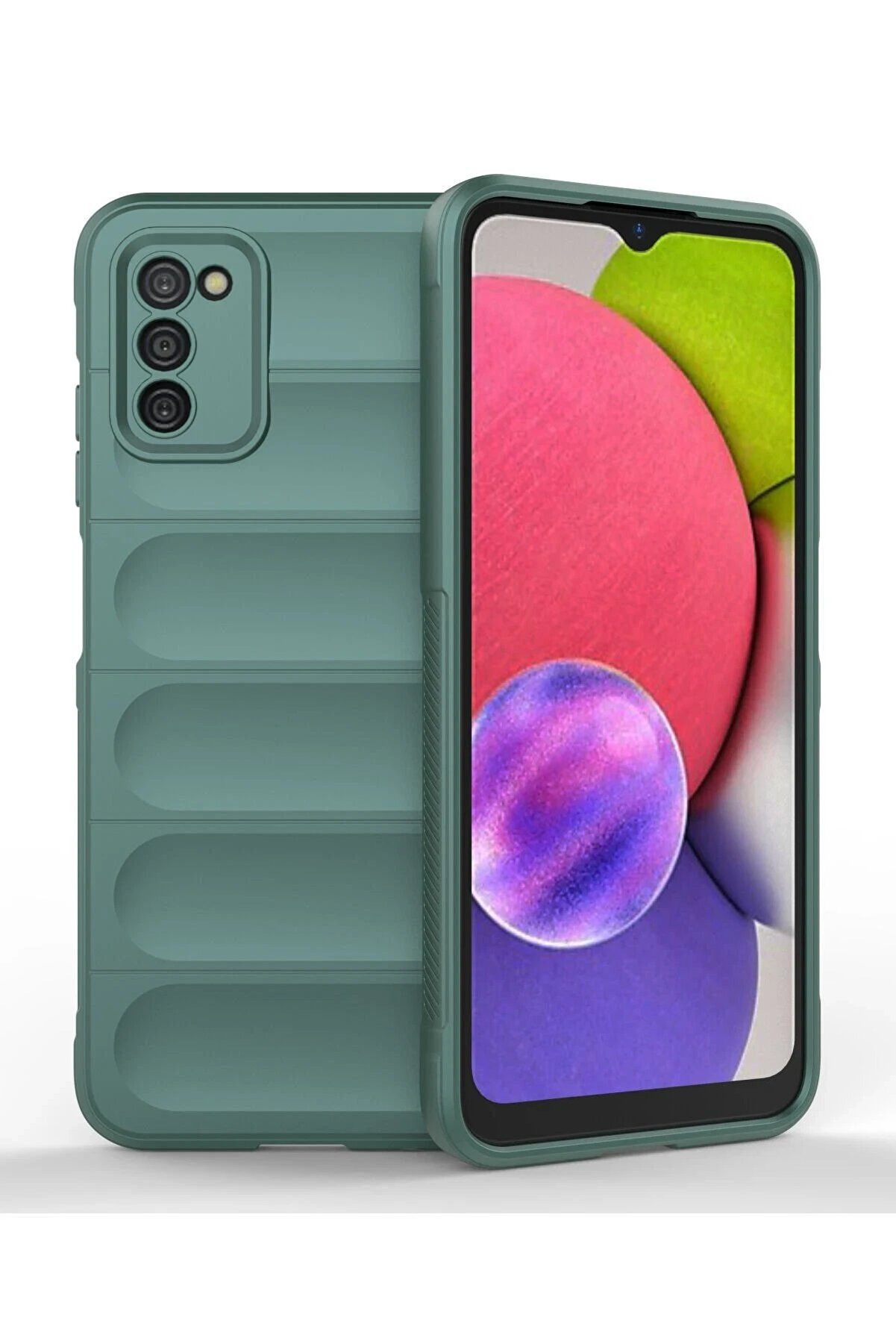 CepteToptan Samsung Galaxy A03S Kılıf Optimum Silikon - Koyu Yeşil - DROPX9984-1353