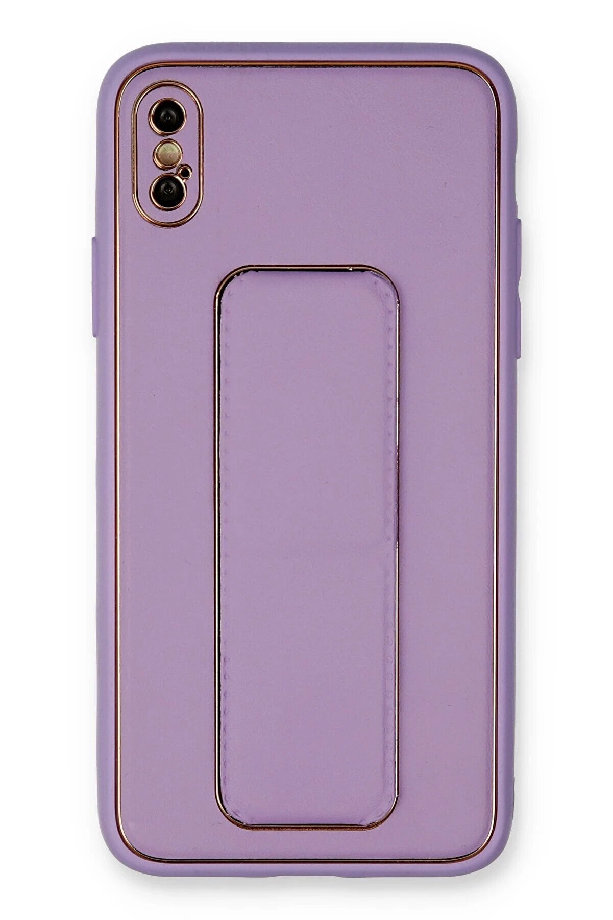 CepteToptan iPhone XS Max Kılıf Coco Deri Standlı Kapak - Koyu Lila - DROPX5570-4875