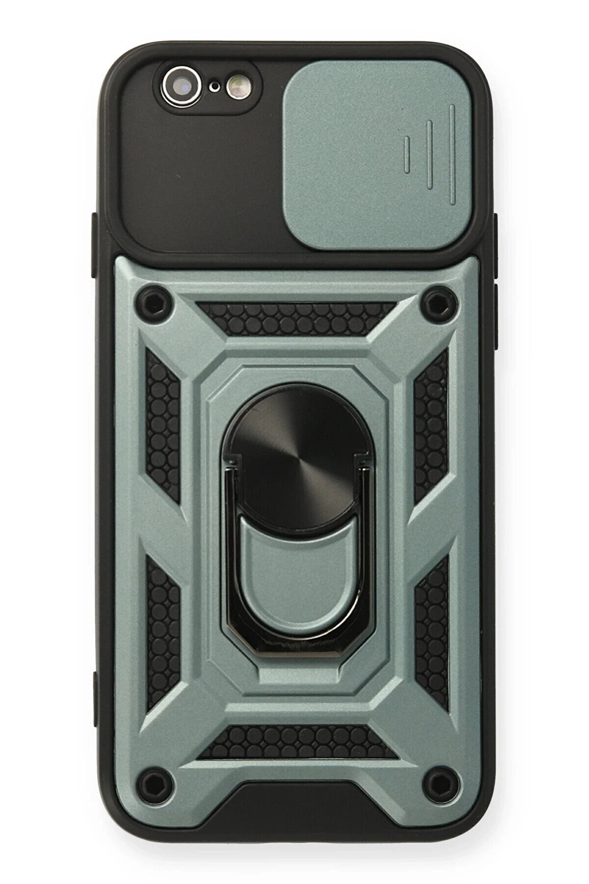 CepteToptan iPhone 6 Kılıf Pars Lens Yüzüklü Silikon - Yeşil - DROPX9086-6269