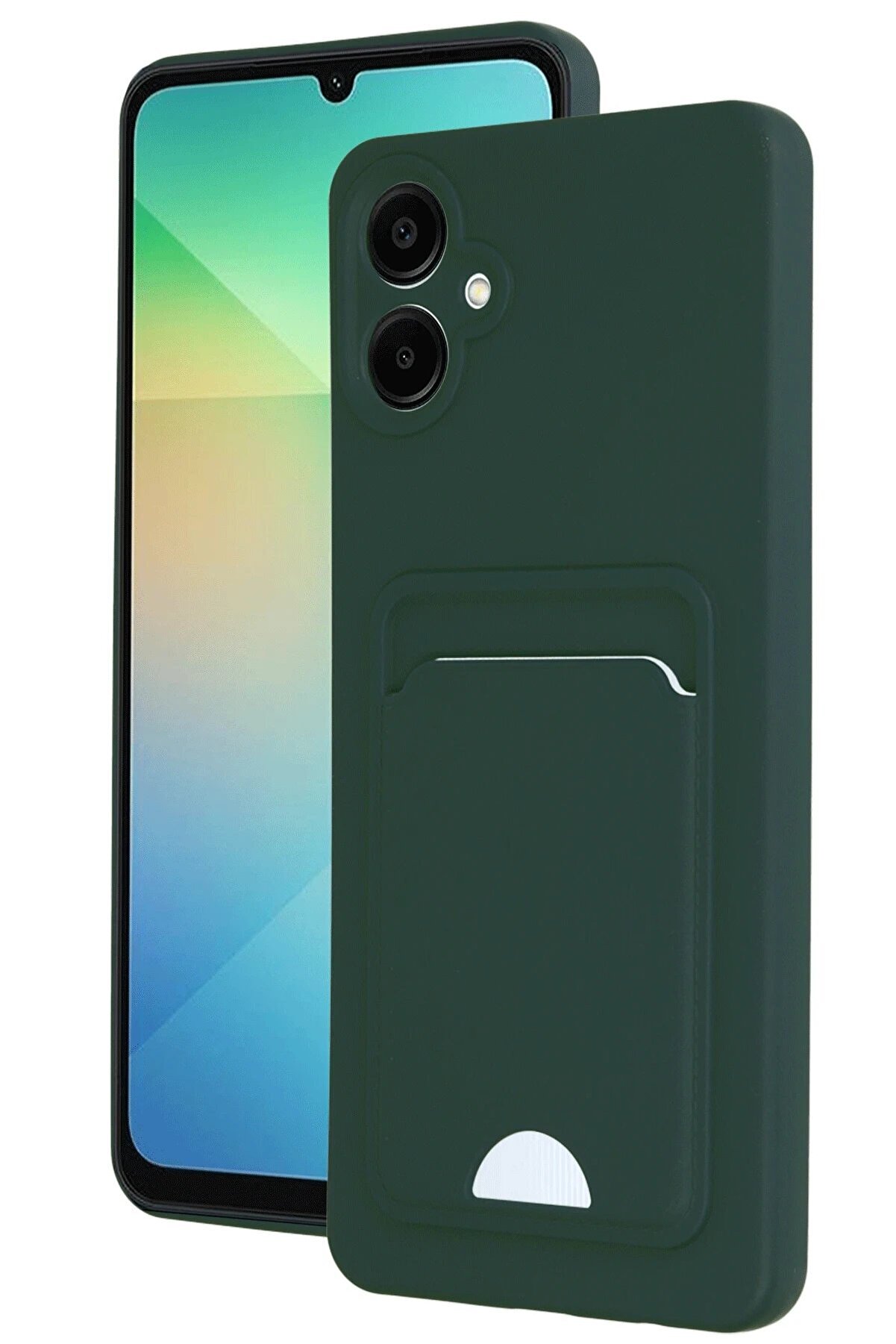 CepteToptan Samsung Galaxy A06 Kılıf Kelvin Kartvizitli Silikon - Koyu Yeşil - TNC7579-8598