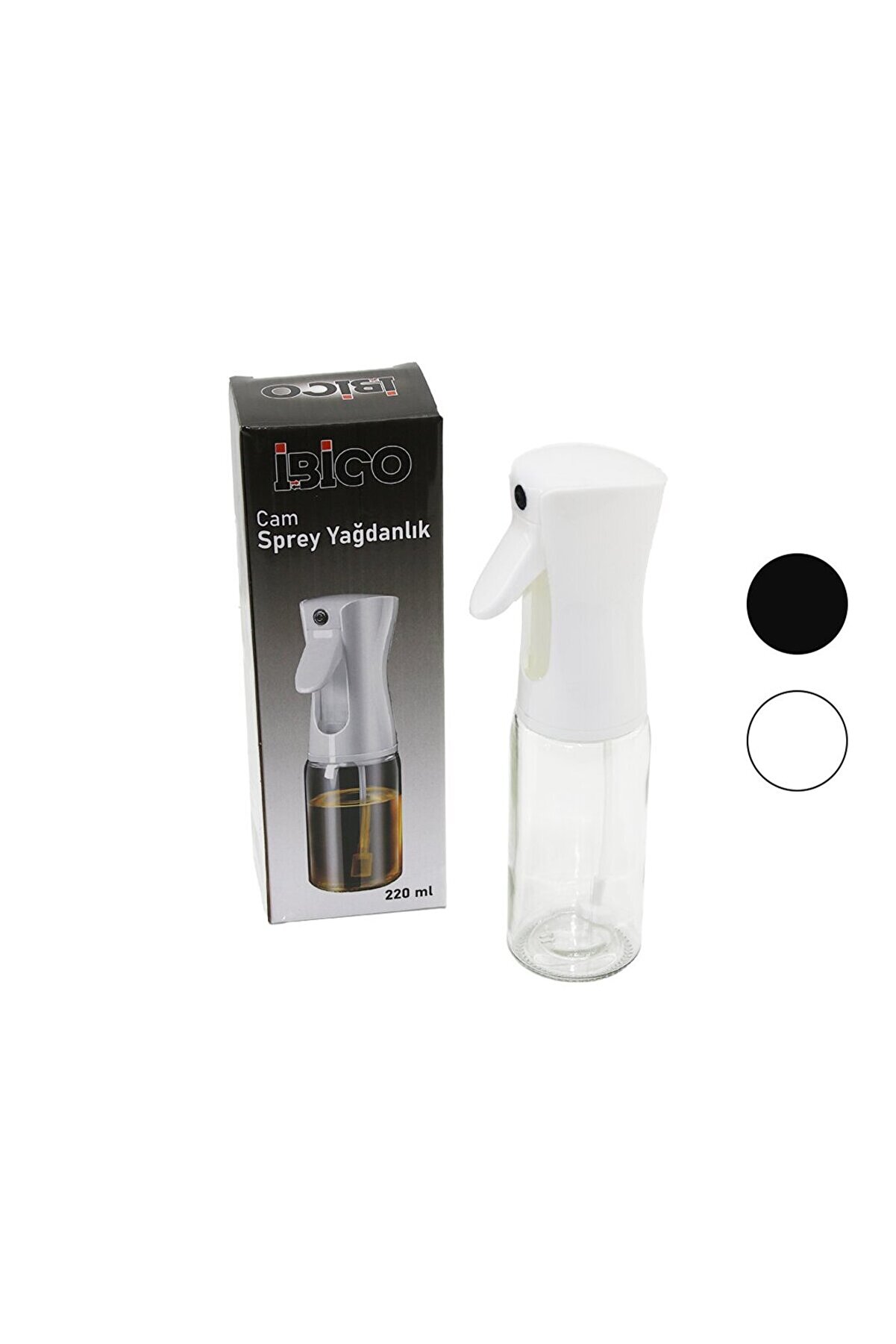 Go İthalat Cam 220Ml Yağdanlık Sprey Si̇yah - Beyaz Plasti̇k Başlık (4457)