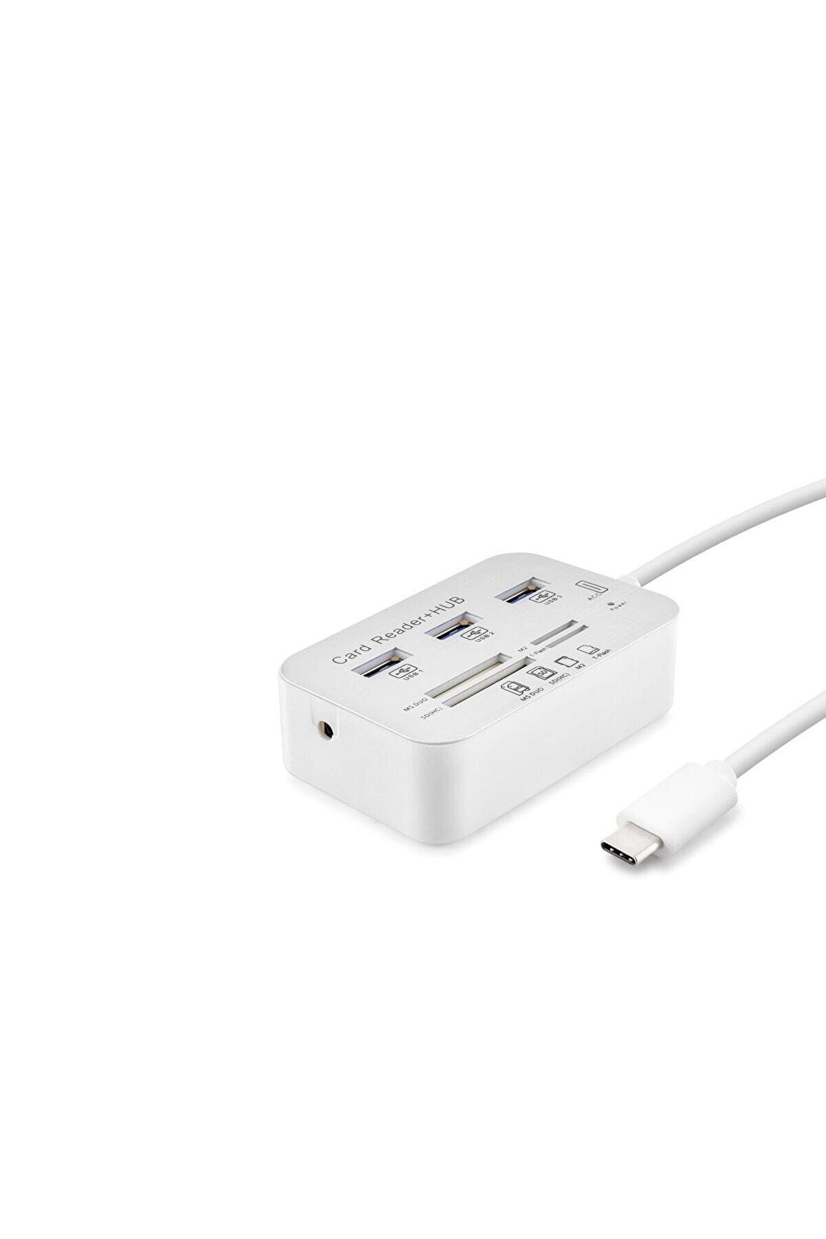 Skygo Type-C Hub Combo 3*Usb3.0 + Ms + Sd + M2 + Tf 20Cm Beyaz HDX7029