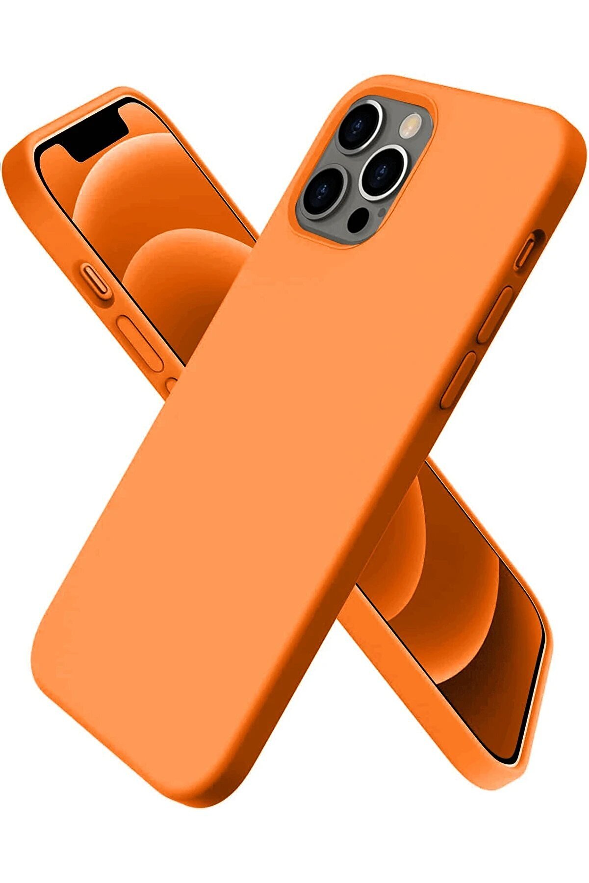 CepteToptan iPhone 12 Pro Kılıf First Silikon - Turuncu - DROPX1036-9773