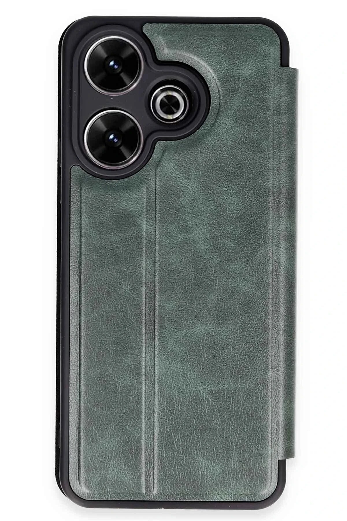 CepteToptan Xiaomi Redmi 13 4G Kılıf Flip Cover - Koyu Yeşil - DROPX2473-6698