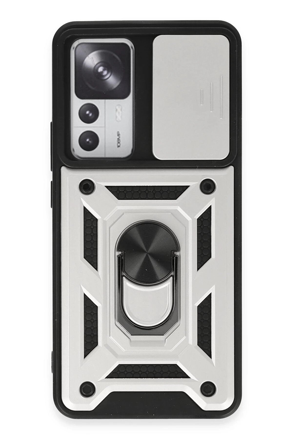 CepteToptan Xiaomi Mi 12T Pro Kılıf Pars Lens Yüzüklü Silikon - Gümüş - DROPX4068-1362