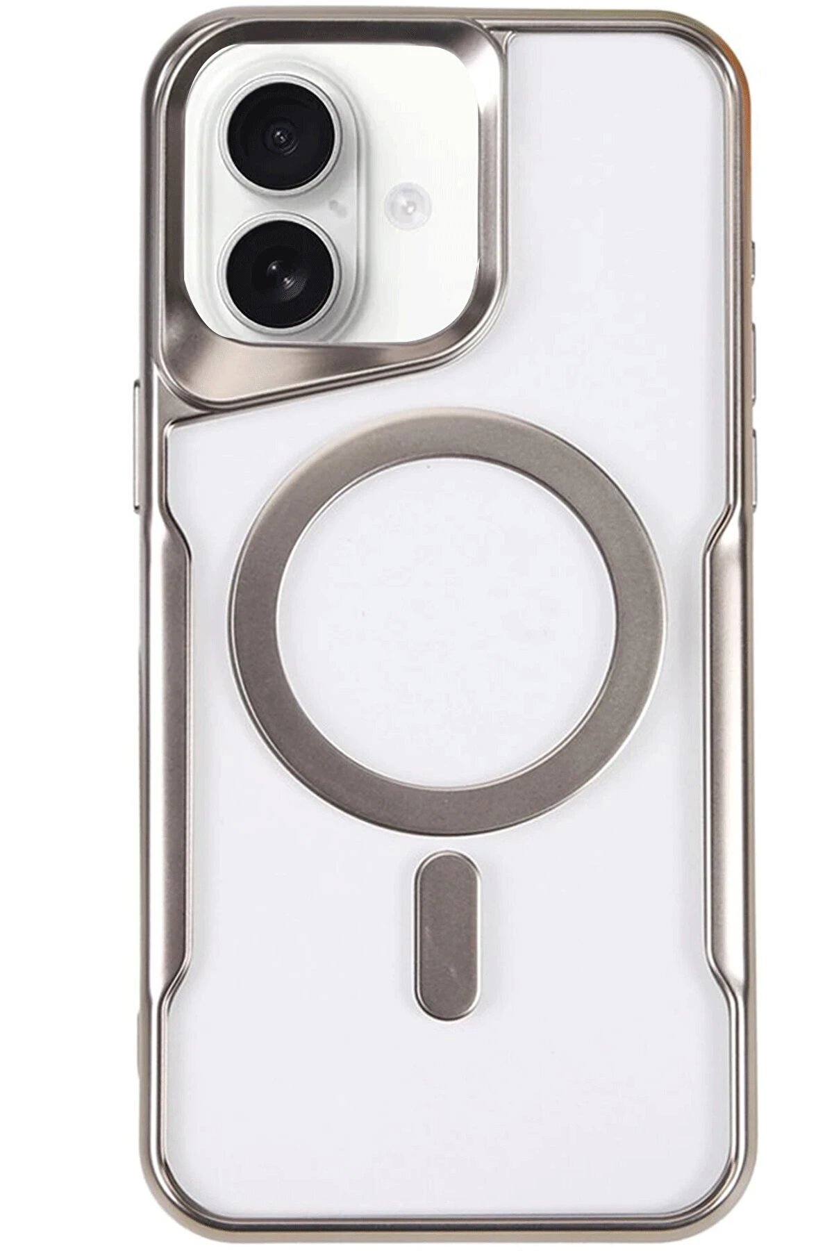 CepteToptan iPhone 16 Plus Kılıf Boyi Magsafe Silikon Kapak - Gümüş - DROPX6525-6753