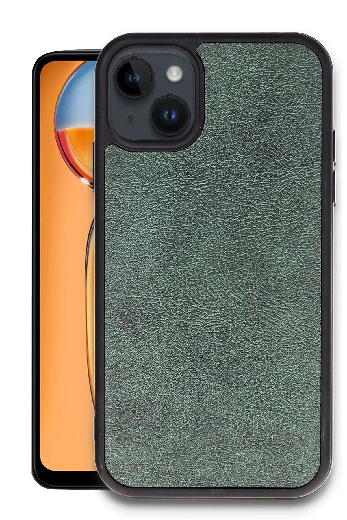 CepteToptan iPhone 14 Kılıf Aras Deri Kapak - Koyu Yeşil - DROPX9414-1323