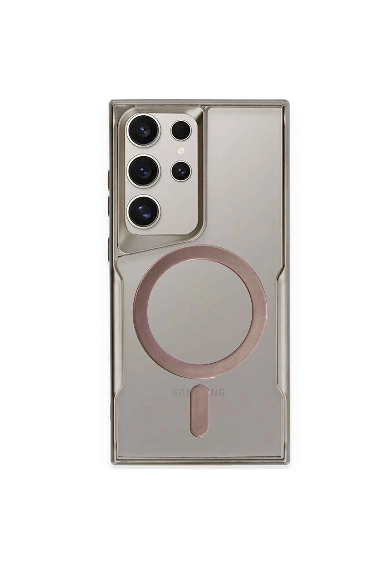 CepteToptan Samsung Galaxy S24 Ultra Kılıf Boyi Magsafe Silikon Kapak - Titan Gri - DROPX7012-1013