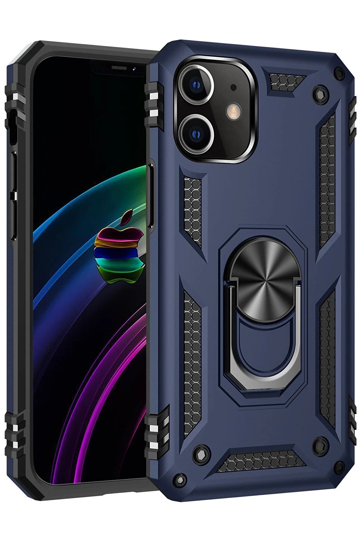 CepteToptan iPhone 12 Mini Kılıf Sofya Y&uuml;z&uuml;kl&uuml; Silikon Kapak - Lacivert - DROPX1475-3529