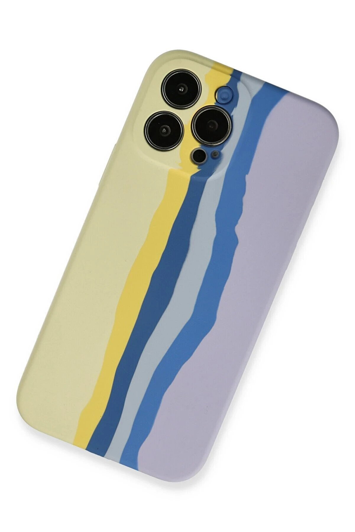 İphone 13 Pro Kılıf Ebruli̇ Lansman Si̇li̇kon - Sarı-Li̇la - Dropx1650-7880