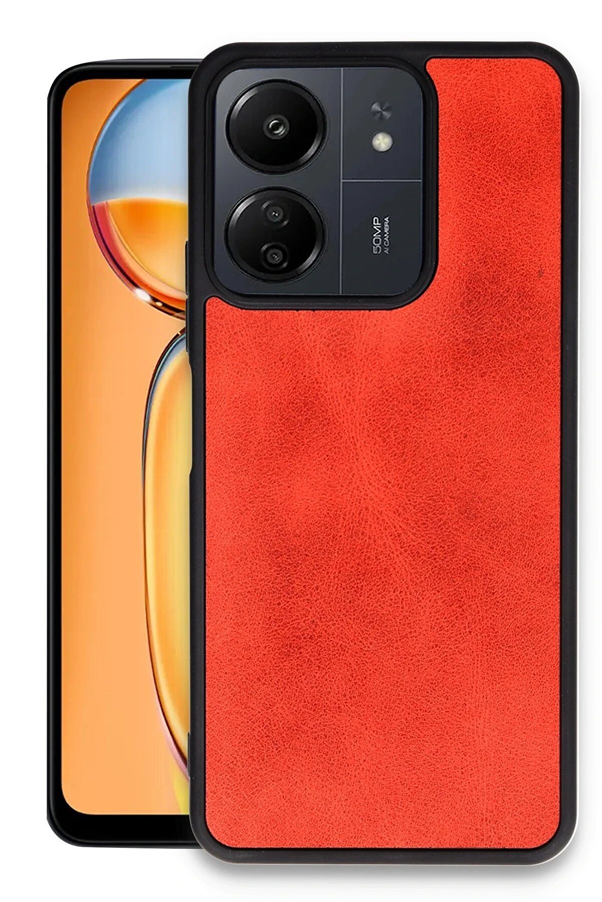 CepteToptan Xiaomi Redmi 13C Kılıf Aras Deri Kapak - Kırmızı - DROPX5928-5785