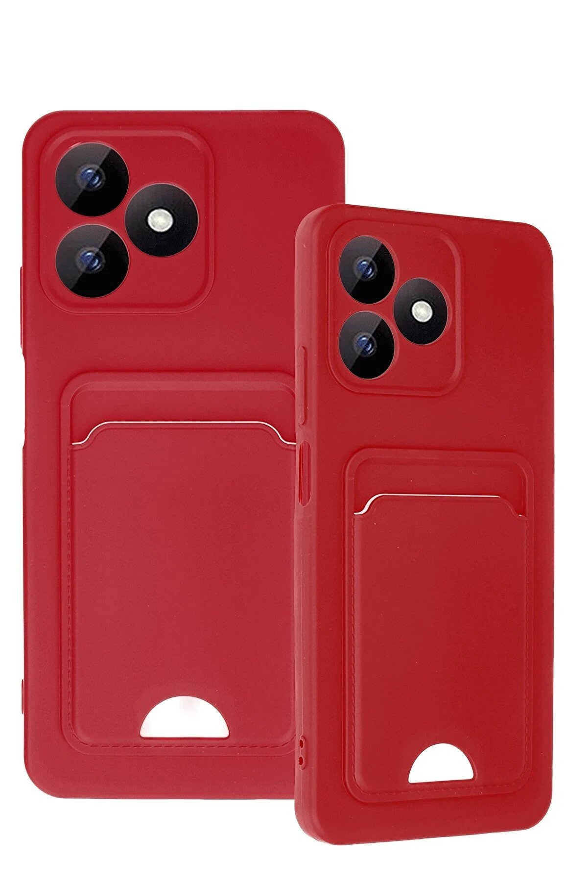 Realme Note 50 4G Kılıf Kelvi̇n Kartvi̇zi̇tli̇ Si̇li̇kon - Kırmızı - Dropx1756-4234