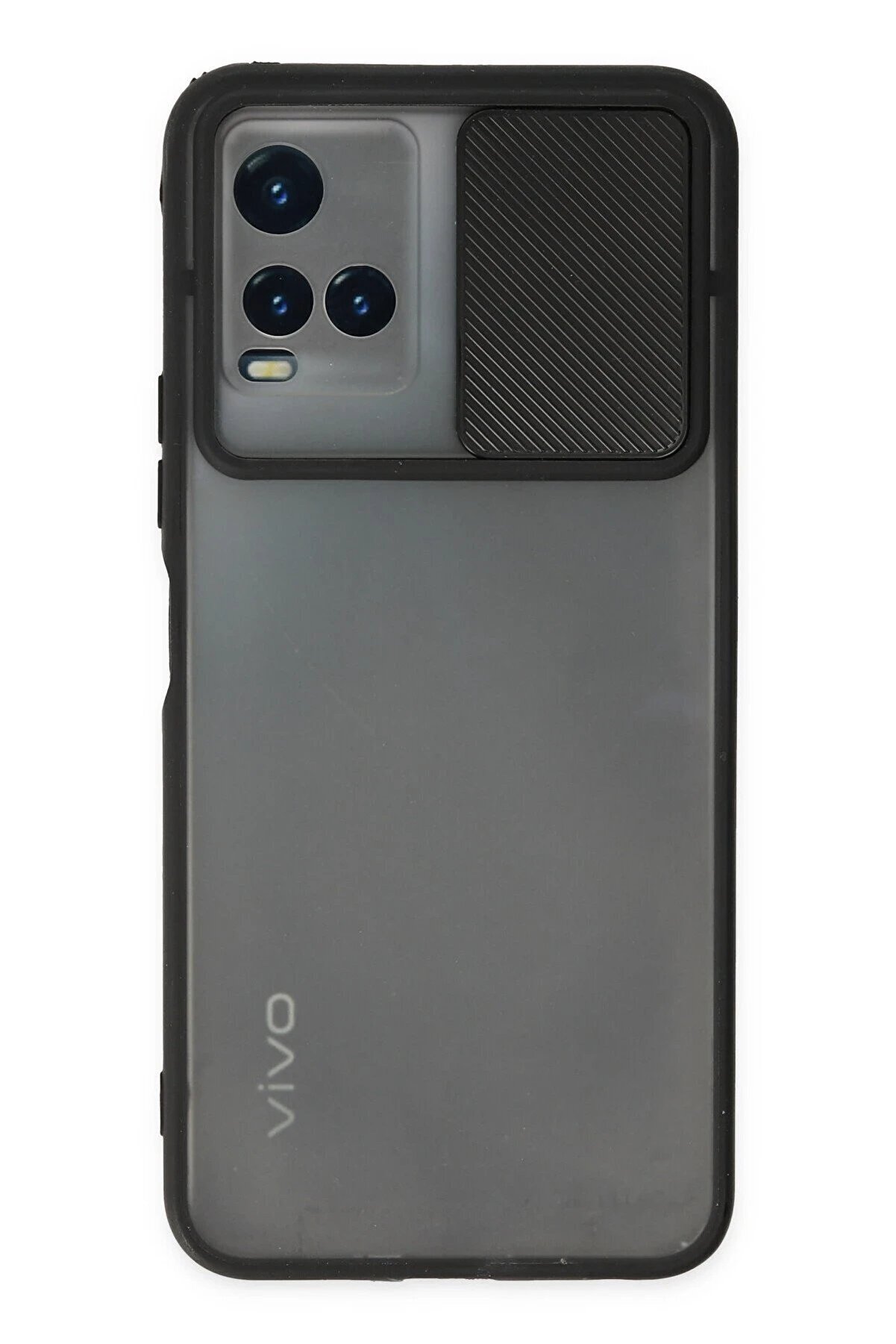 CepteToptan Vivo Y33S Kılıf Palm Buzlu Kamera S&uuml;rg&uuml;l&uuml; Silikon - Siyah - DROPX8613-7075