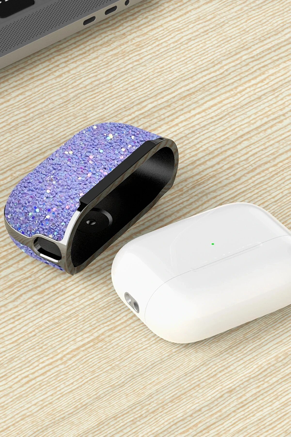 Ai̇rpods Pro 2 (2.Nesi̇l) Bri̇ght Si̇mli̇ Ai̇rpods Kapak - Deri̇n Mor
