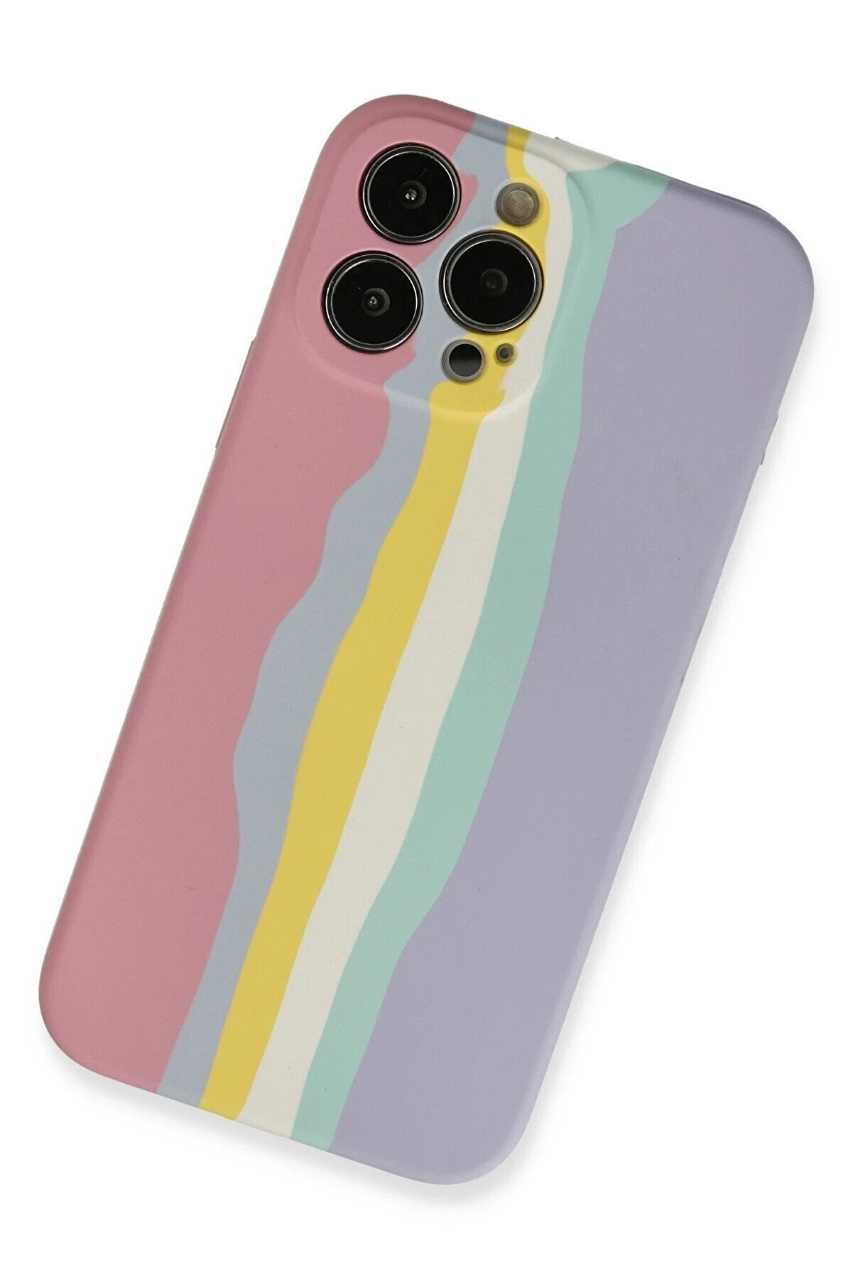 İphone 13 Pro Kılıf Ebruli̇ Lansman Si̇li̇kon - Pembe-Li̇la - Dropx9922-9268