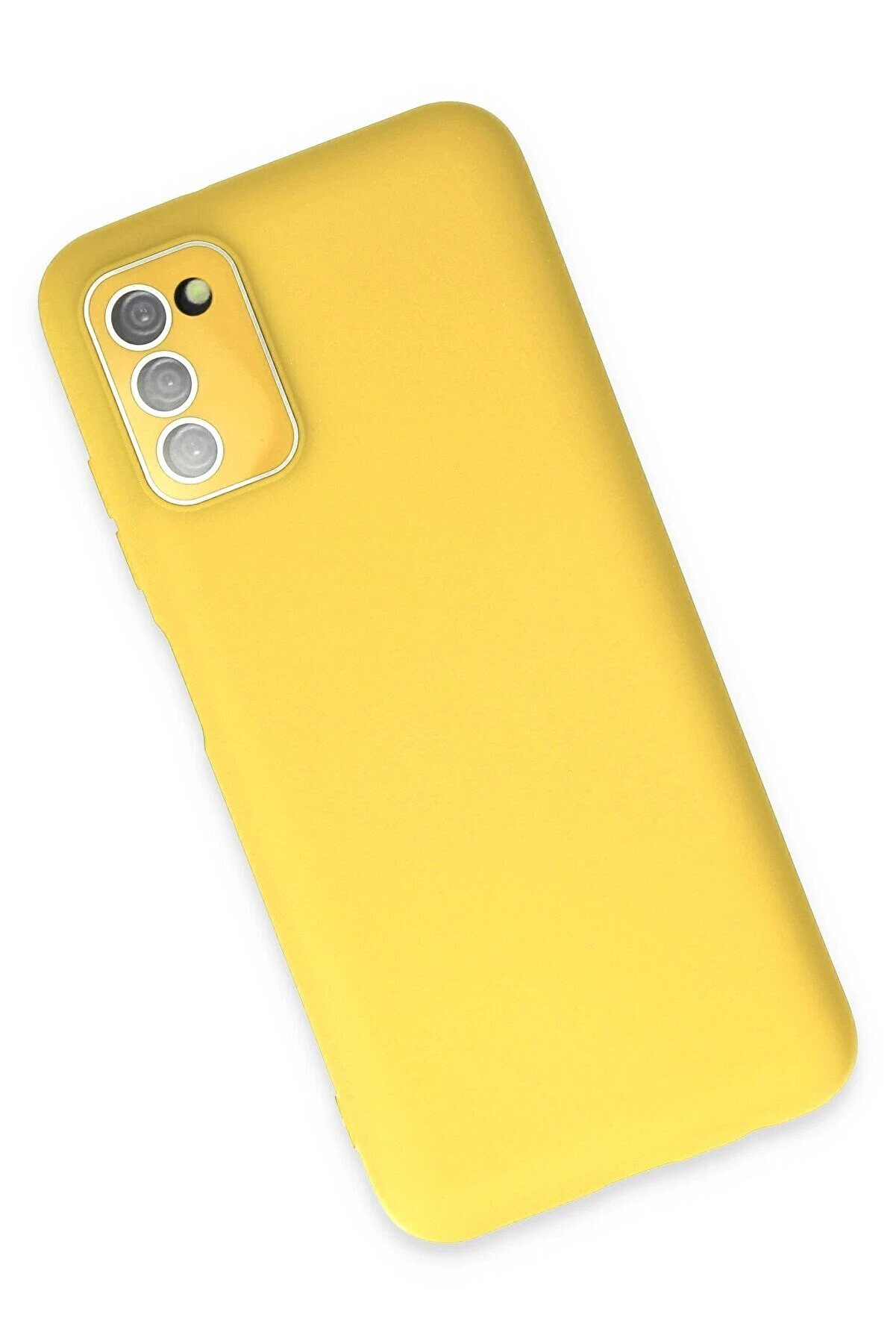 Samsung Galaxy A03S Kılıf Lansman Glass Kapak - Sarı - Dropx6678-3354