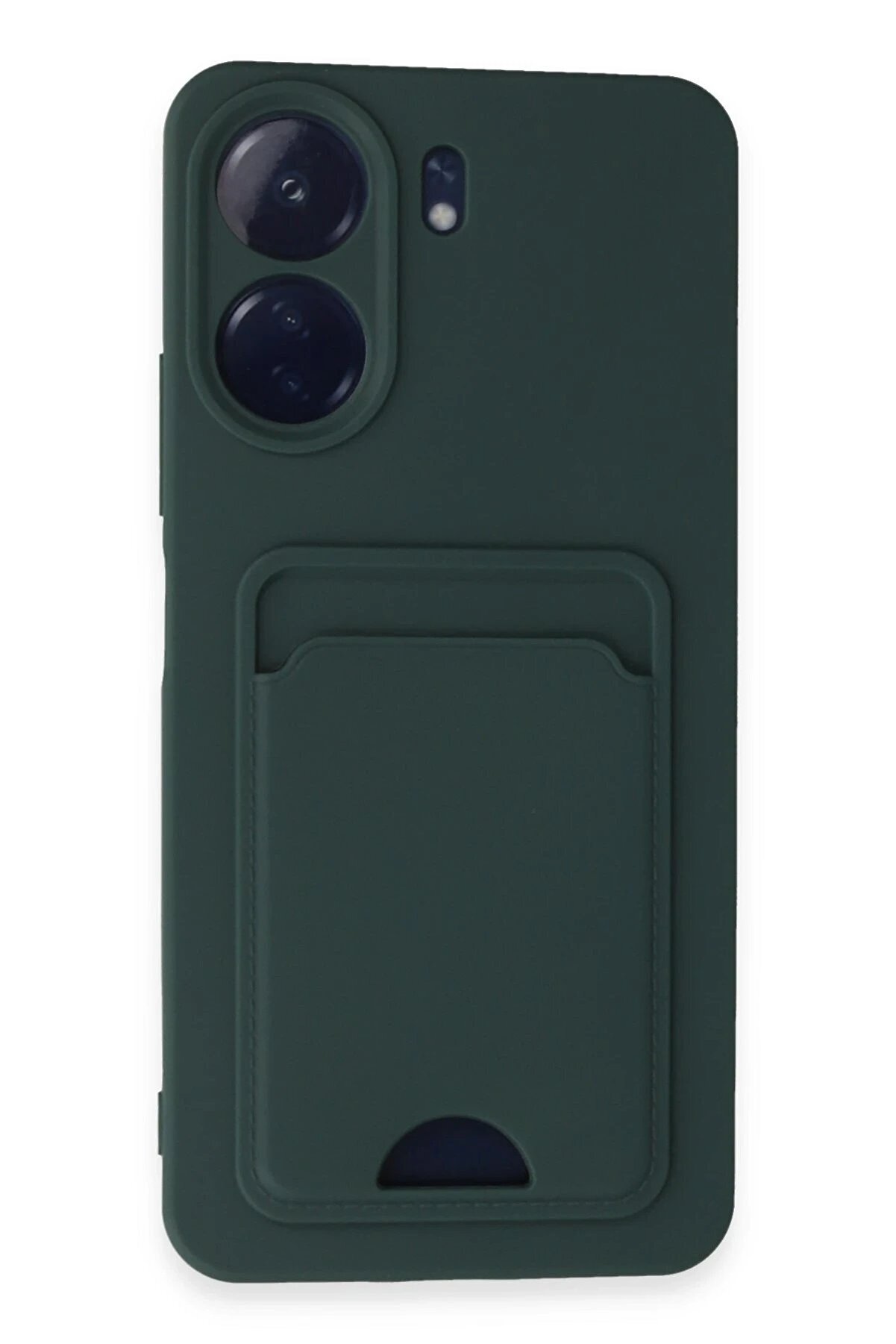 CepteToptan Xiaomi Redmi 13C Kılıf Kelvin Kartvizitli Silikon - Koyu Yeşil - DROPX9700-9234