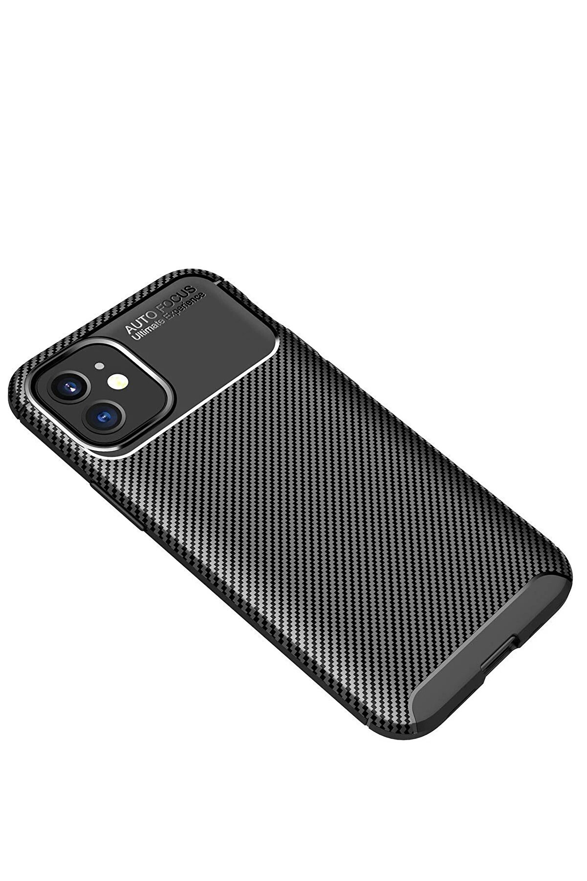 İphone 12 Mi̇ni̇ Kılıf Auto Focus Karbon Kapak - Si̇yah - Dropx7747-8414
