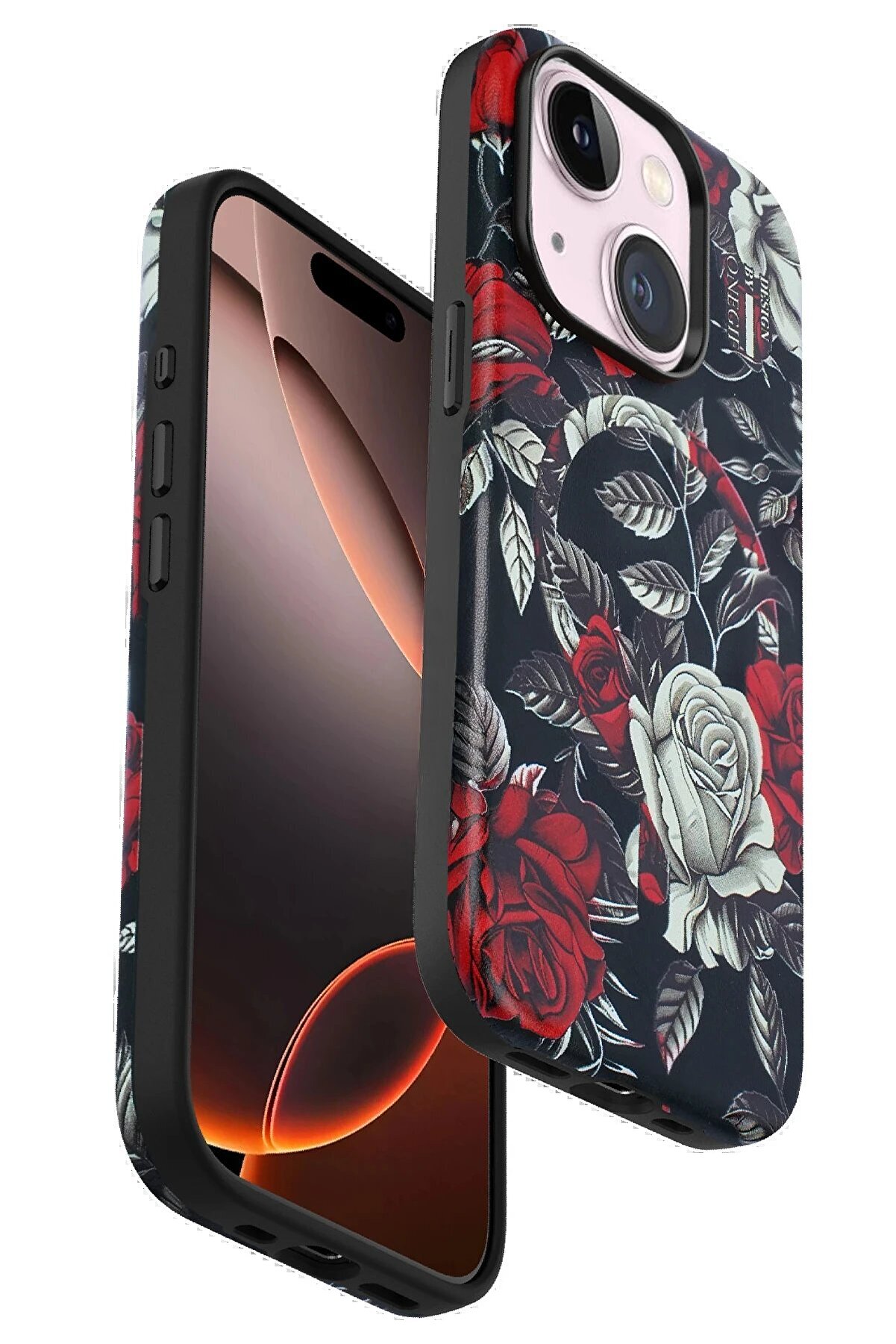 CepteToptan iPhone 15 Plus Flower Series Magsafe Kapak - Siyah - DROPX6351-4486