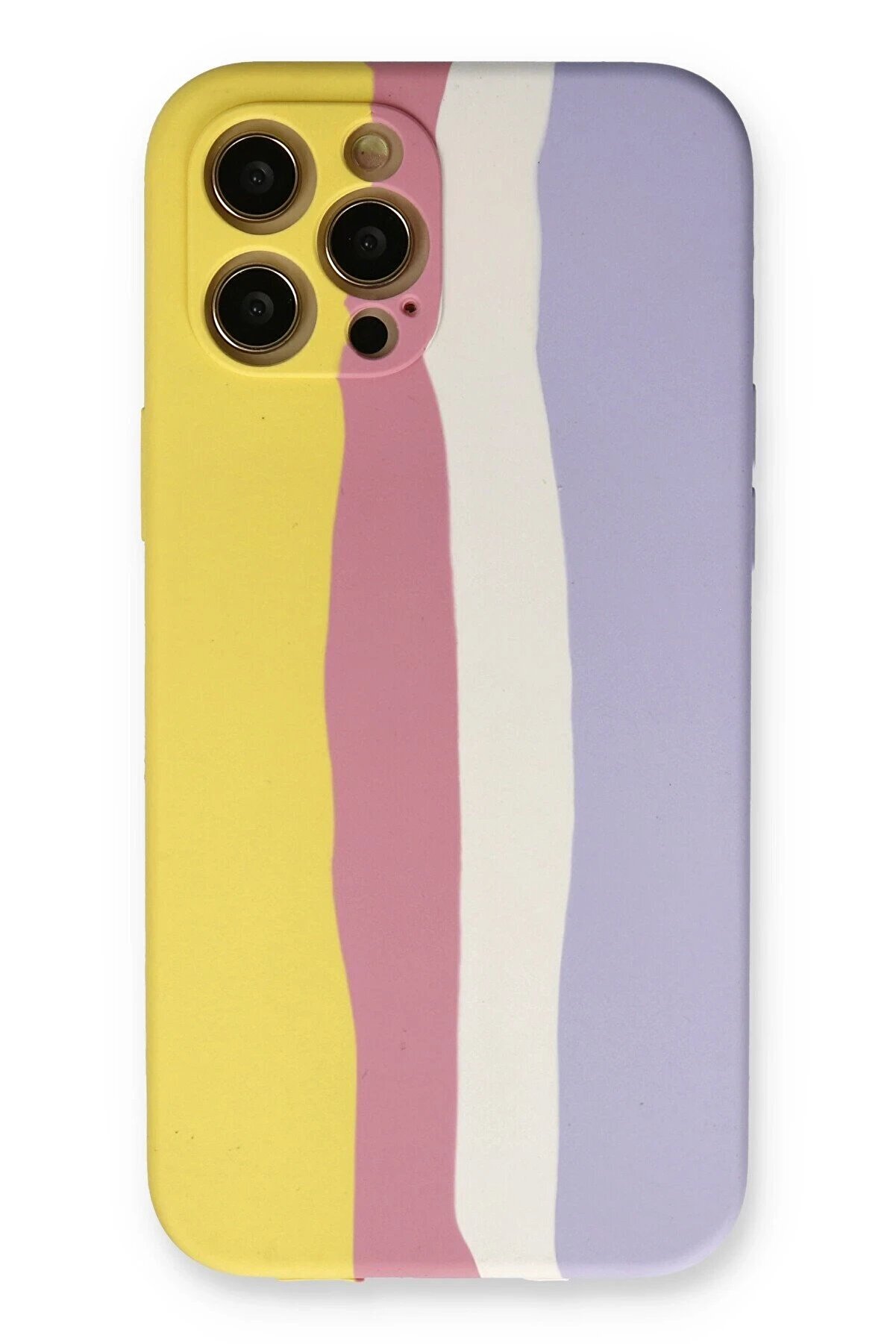 CepteToptan iPhone 12 Pro Max Kılıf Ebruli Lansman Silikon - Sarı-Mavi - DROPX6530-9647