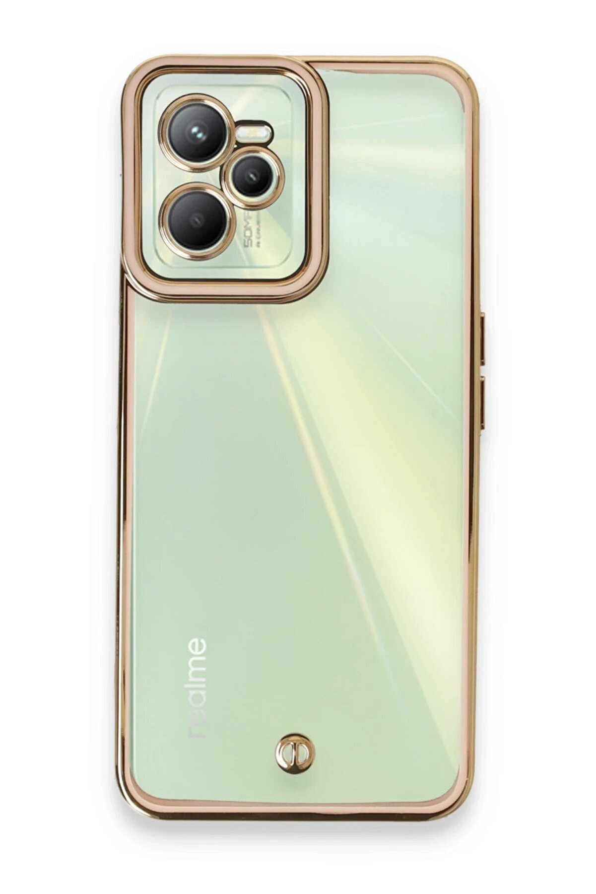 Realme C35 Kılıf Li̇va Lens Si̇li̇kon - Pudra - Dropx9032-4302