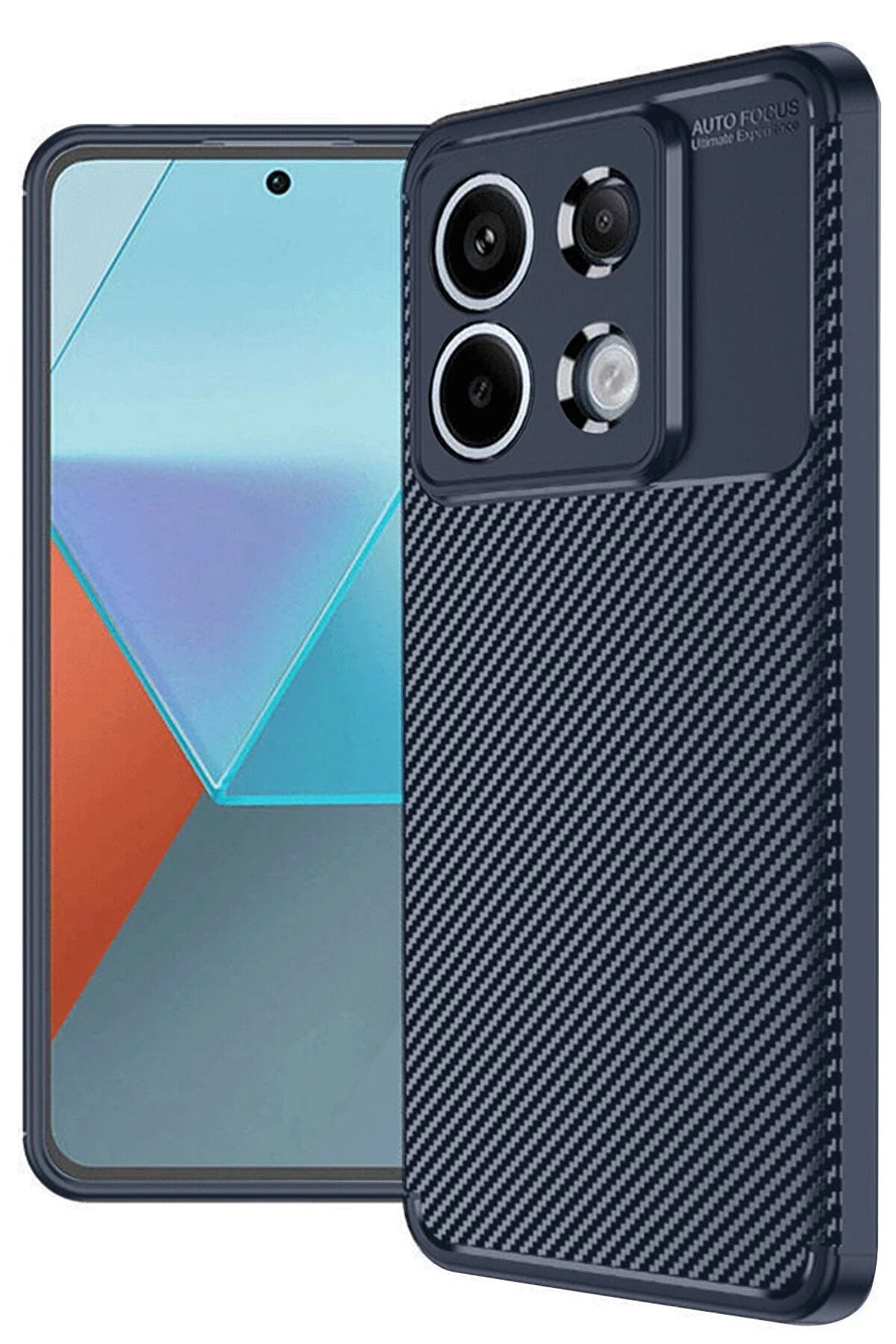 CepteToptan Xiaomi Redmi Note 13 Pro 4G Kılıf Auto Focus Karbon Kapak - Lacivert - DROPX8944-1643