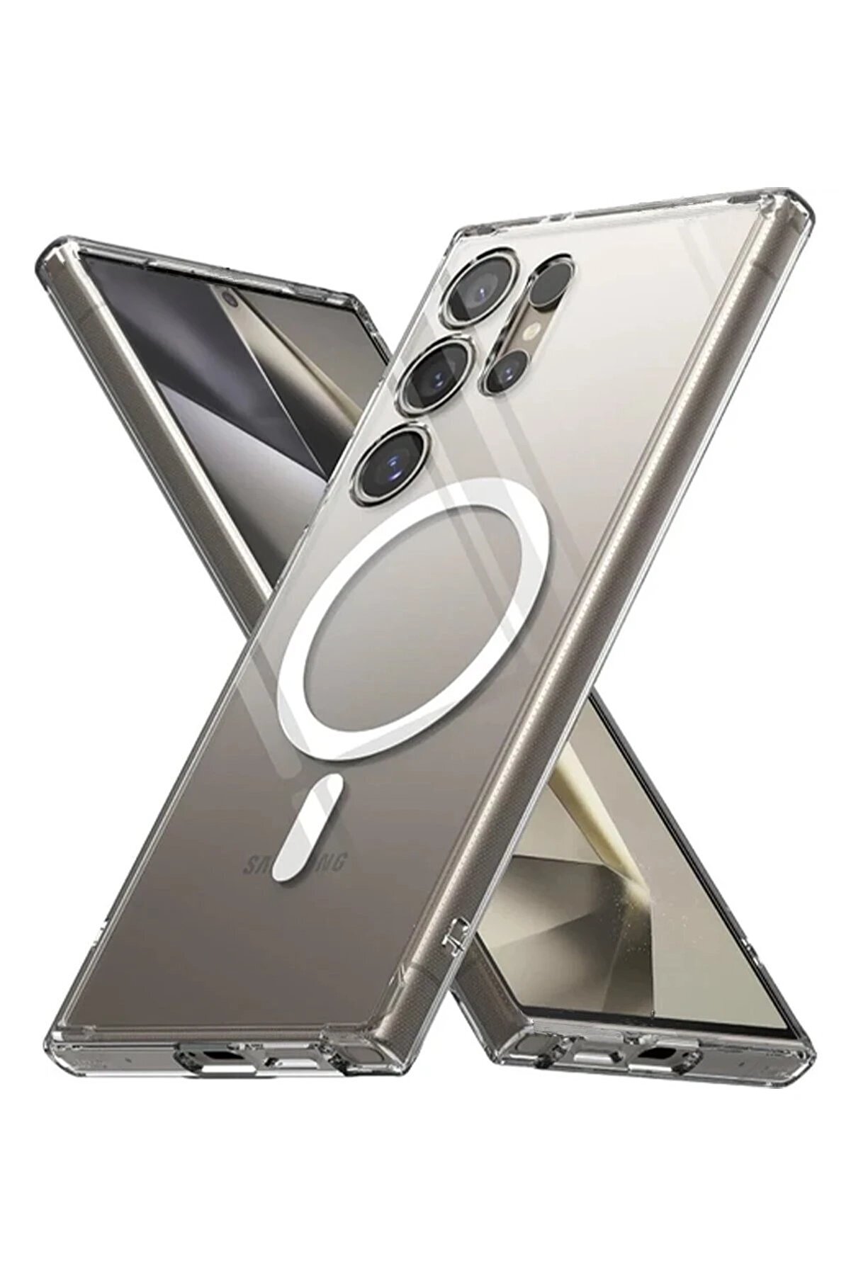 CepteToptan Samsung Galaxy S24 Ultra Kılıf Magneticsafe Şeffaf Silikon - Şeffaf - DROPX3617-8034