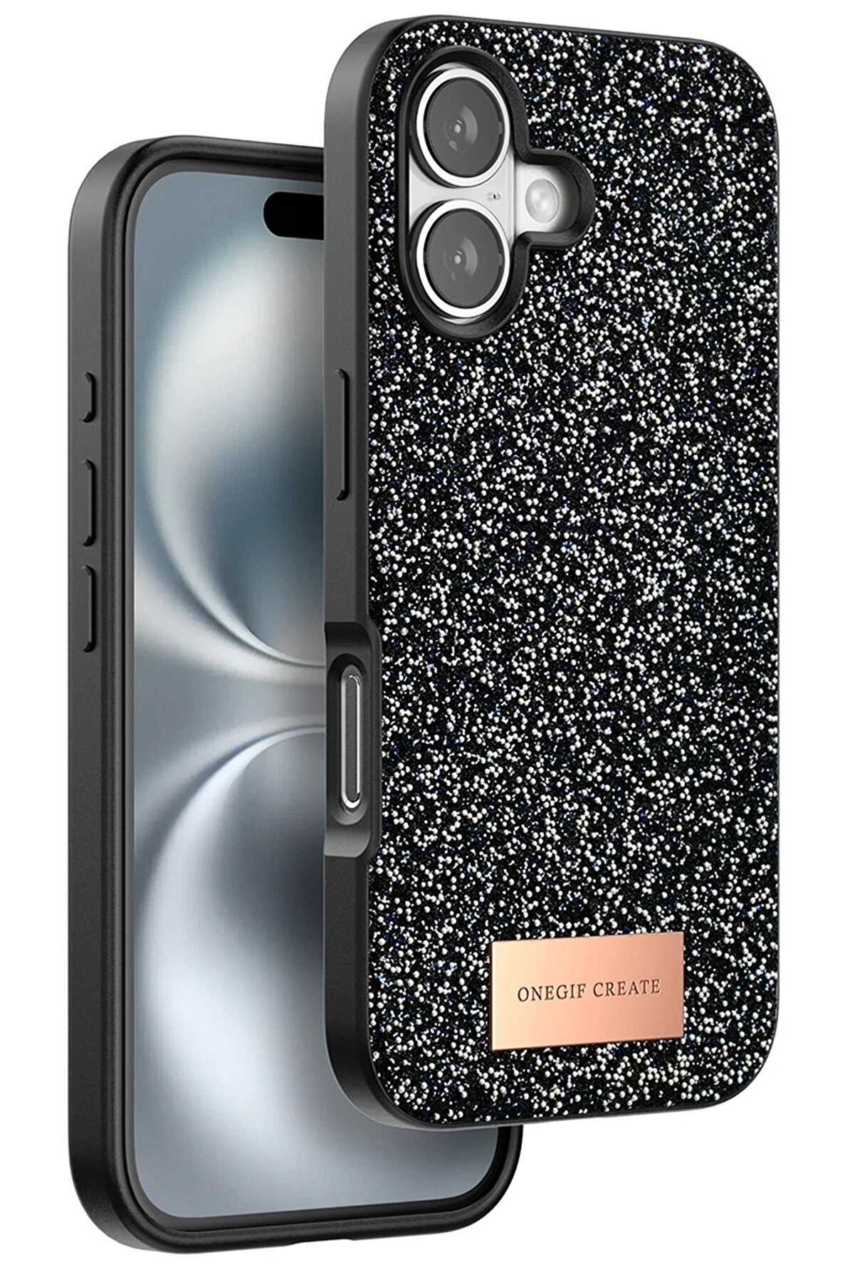 CepteToptan iPhone 16 Bright Simli Kapak - Siyah - DROPX4409-8851