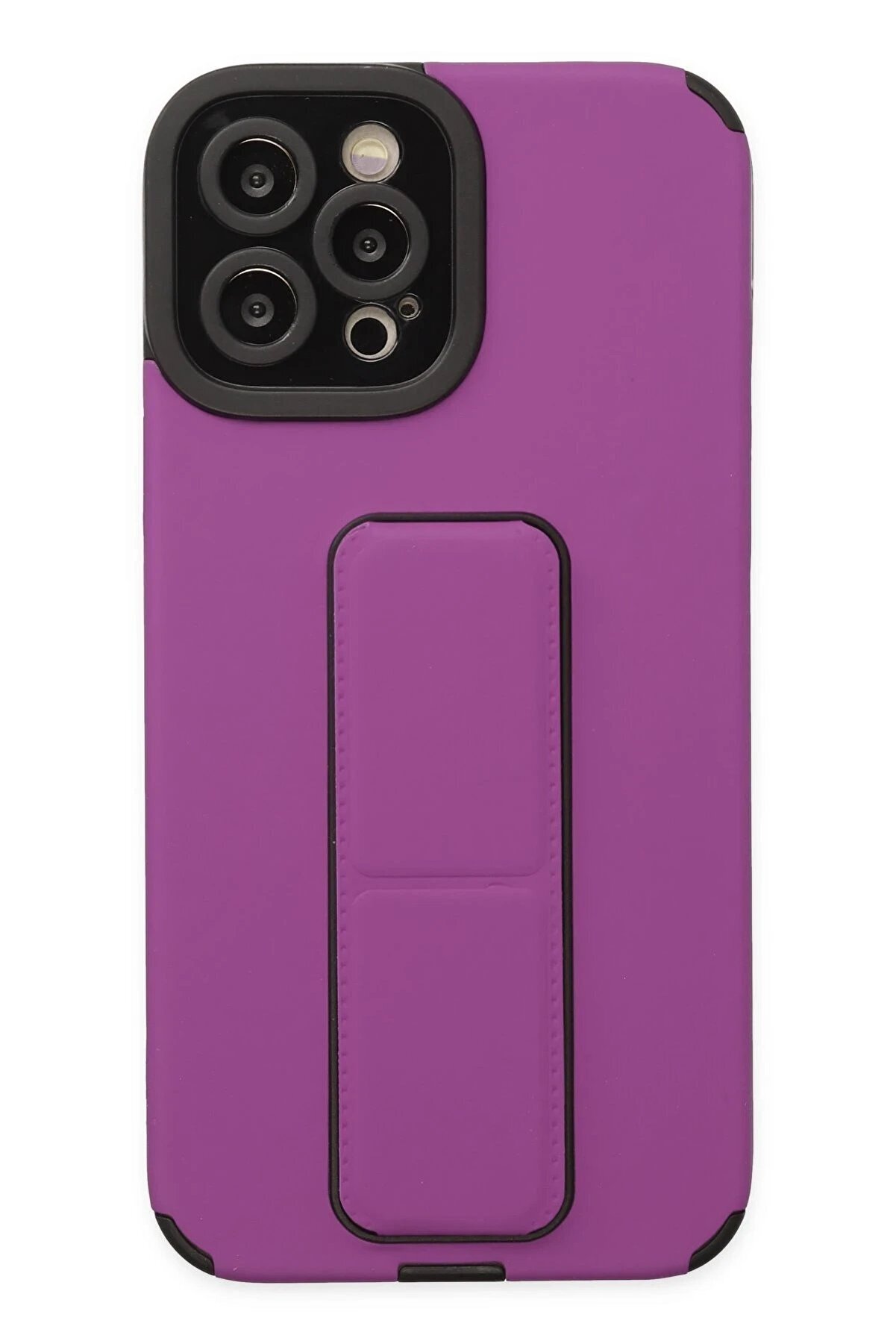 CepteToptan iPhone 12 Pro Max Kılıf Mega Standlı Silikon - Mor - DROPX8180-5973