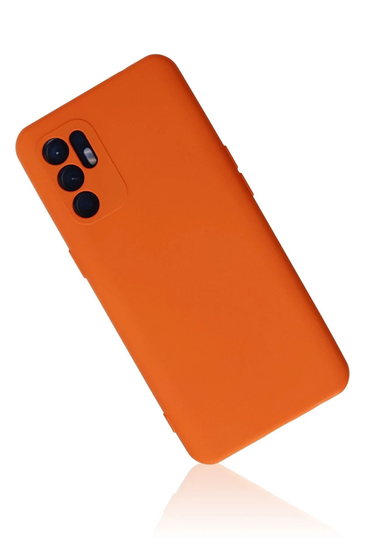 Oppo Reno 6 Kılıf Nano İ&ccedil;i̇ Kadi̇fe Si̇li̇kon - Turuncu - Dropx8939-1631