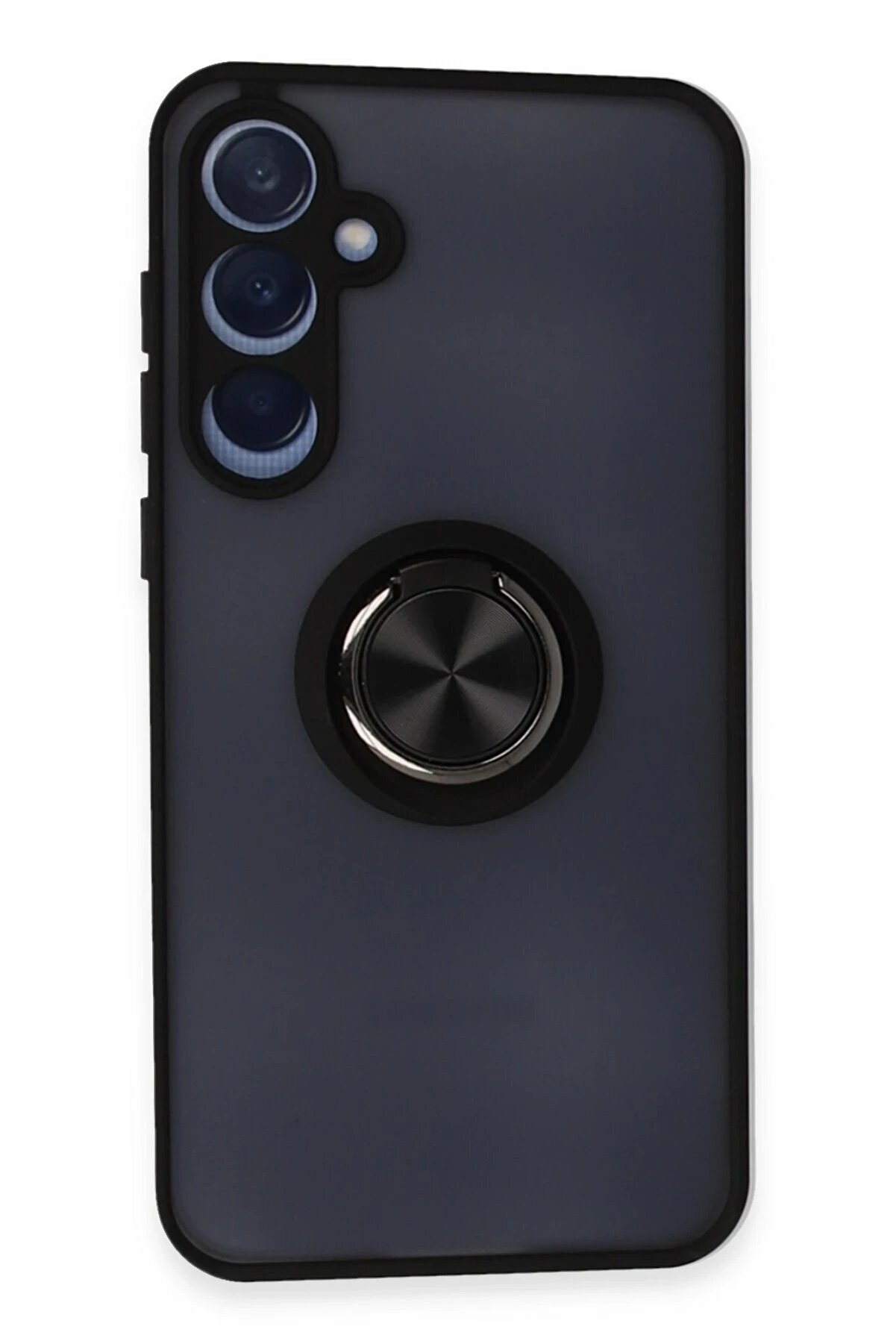 CepteToptan Samsung Galaxy A25 5G Kılıf Montreal Yüzüklü Silikon Kapak - Siyah - DROPX5816-7035