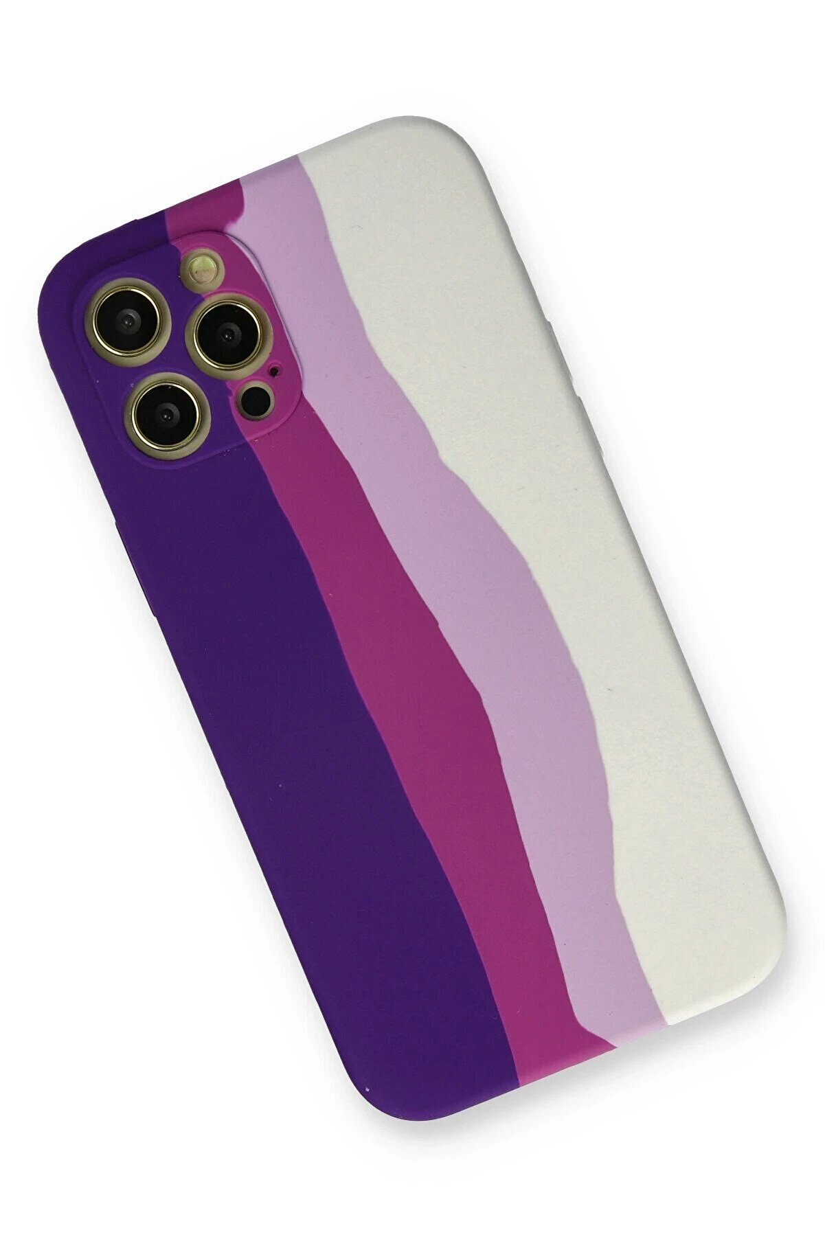 İphone 12 Pro Max Kılıf Ebruli̇ Lansman Si̇li̇kon - Mor-Beyaz - Dropx8879-3032