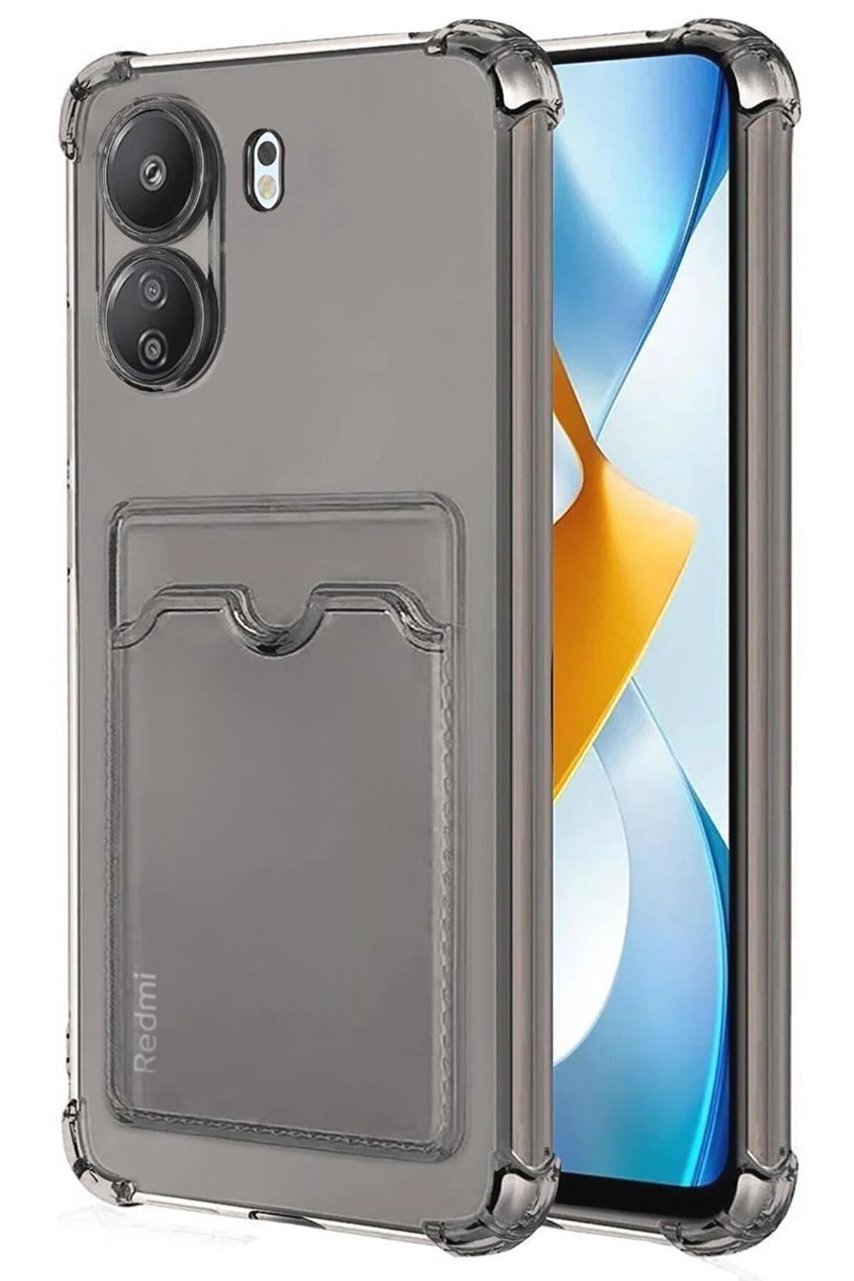 CepteToptan Xiaomi Redmi 13C Kılıf Kart Şeffaf Silikon - Şeffaf - DROPX9023-2459