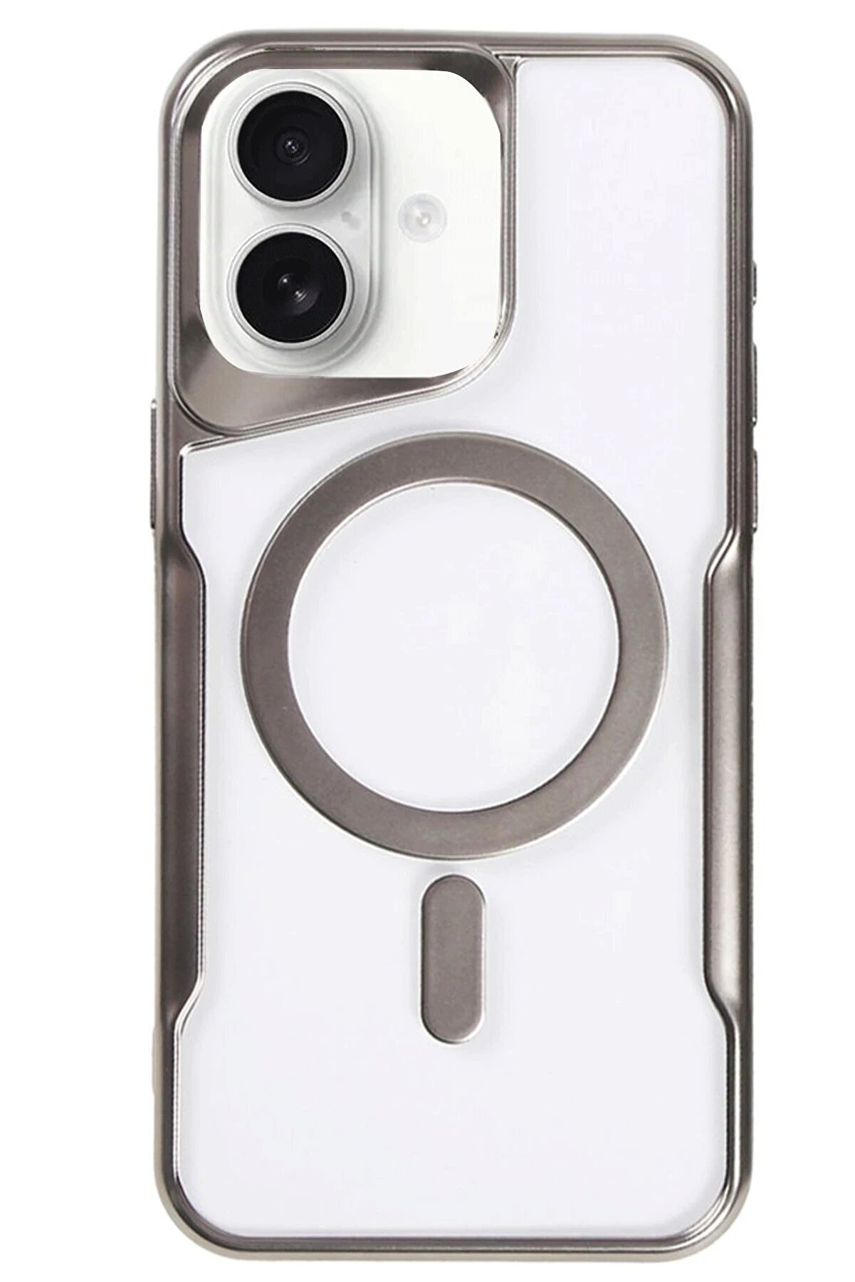 CepteToptan iPhone 16 Kılıf Boyi Magsafe Silikon Kapak - Titan Gri - DROPX9357-5358