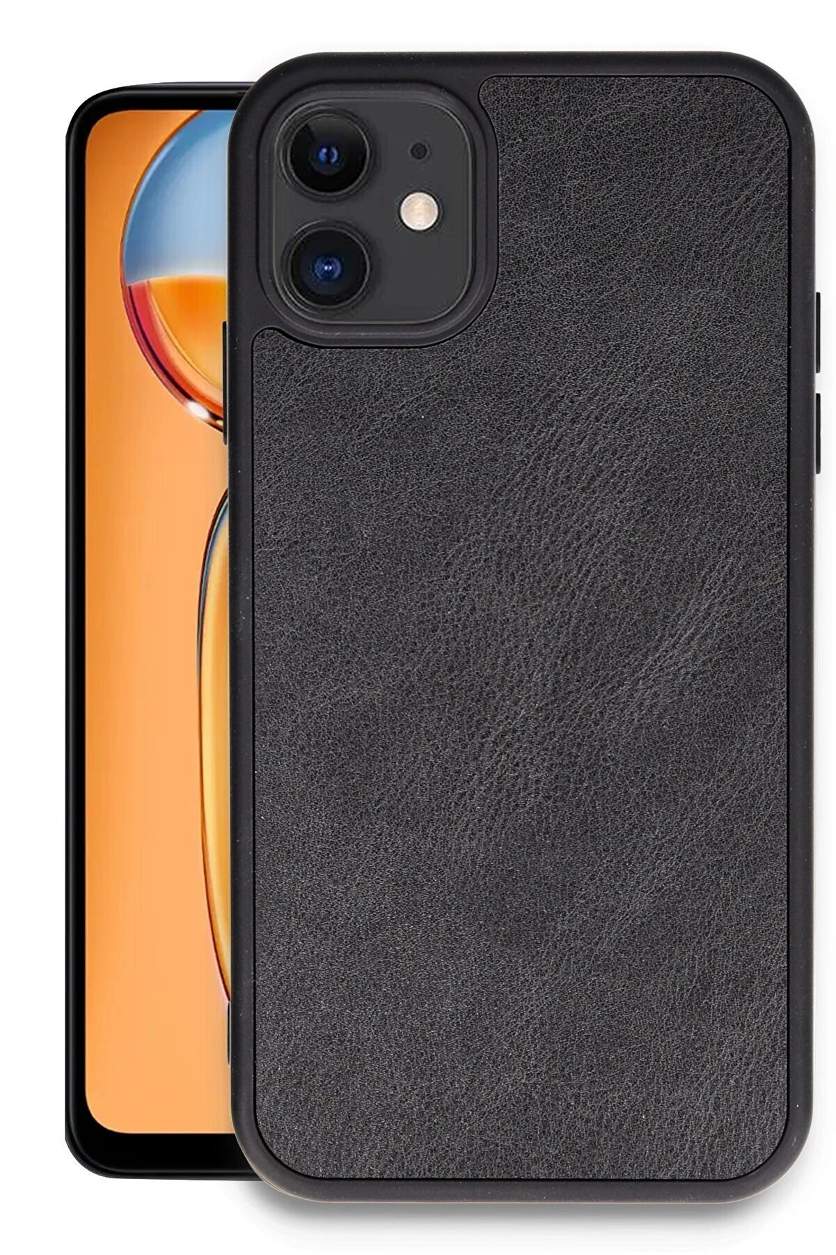 CepteToptan iPhone 11 Kılıf Aras Deri Kapak - Siyah - DROPX4456-5356