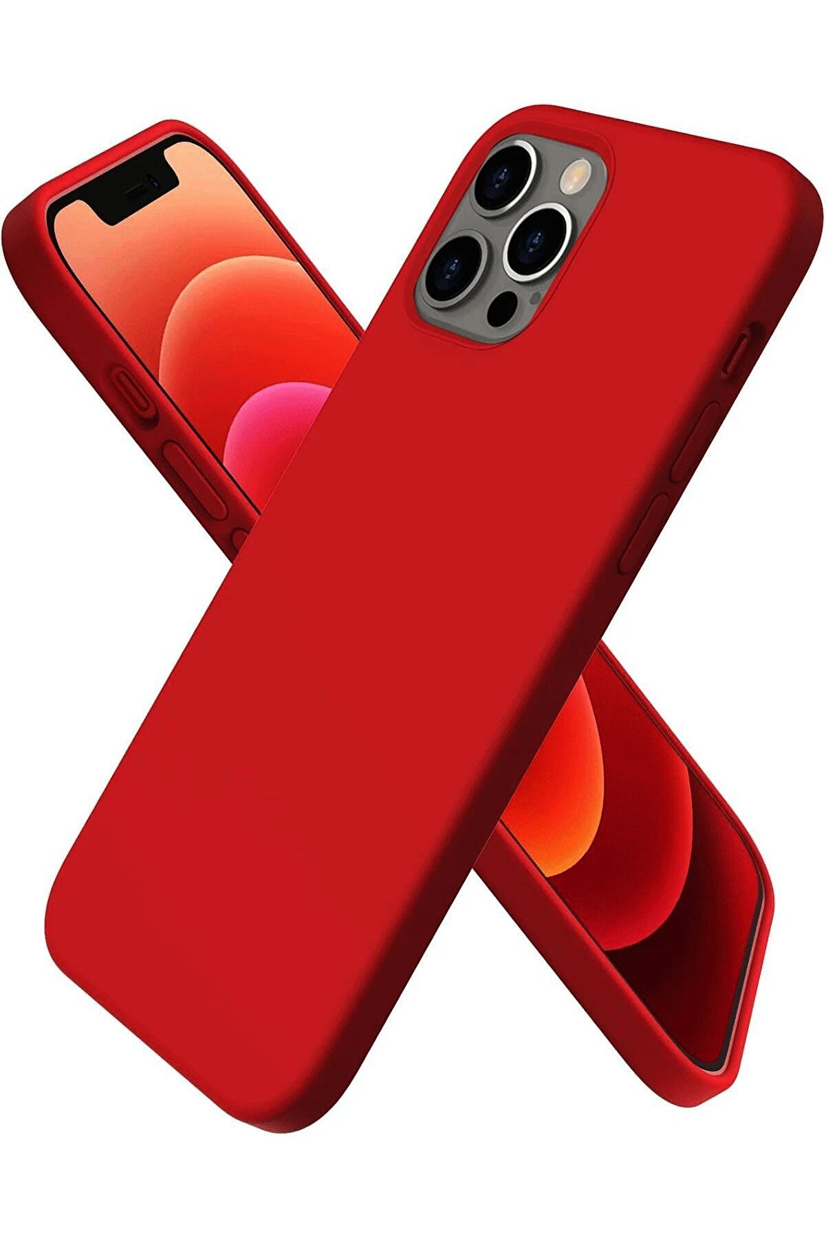 İphone 12 Pro Max Kılıf Fi̇rst Si̇li̇kon - Koyu Kırmızı - Dropx6547-7089